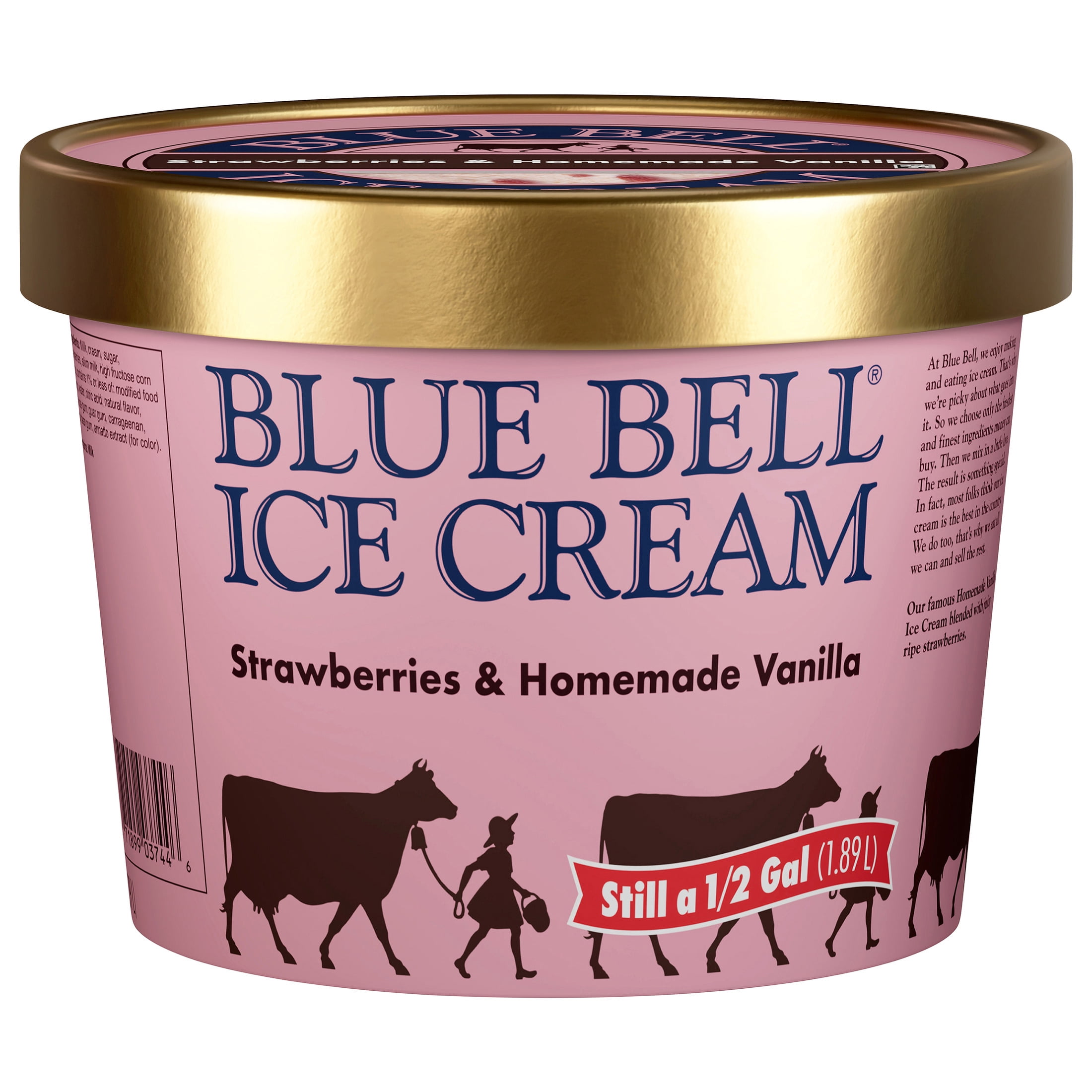 Blue Bell Strawberries & Homemade Vanilla Ice Cream Half Gallon, 64 fl oz