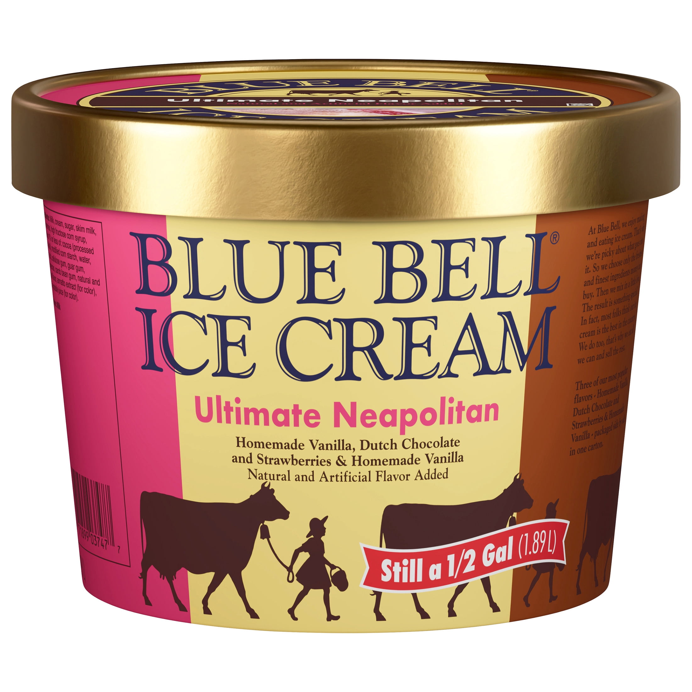 Blue Bell Ultimate Neapolitan Ice Cream Half Gallon, 64 fl oz