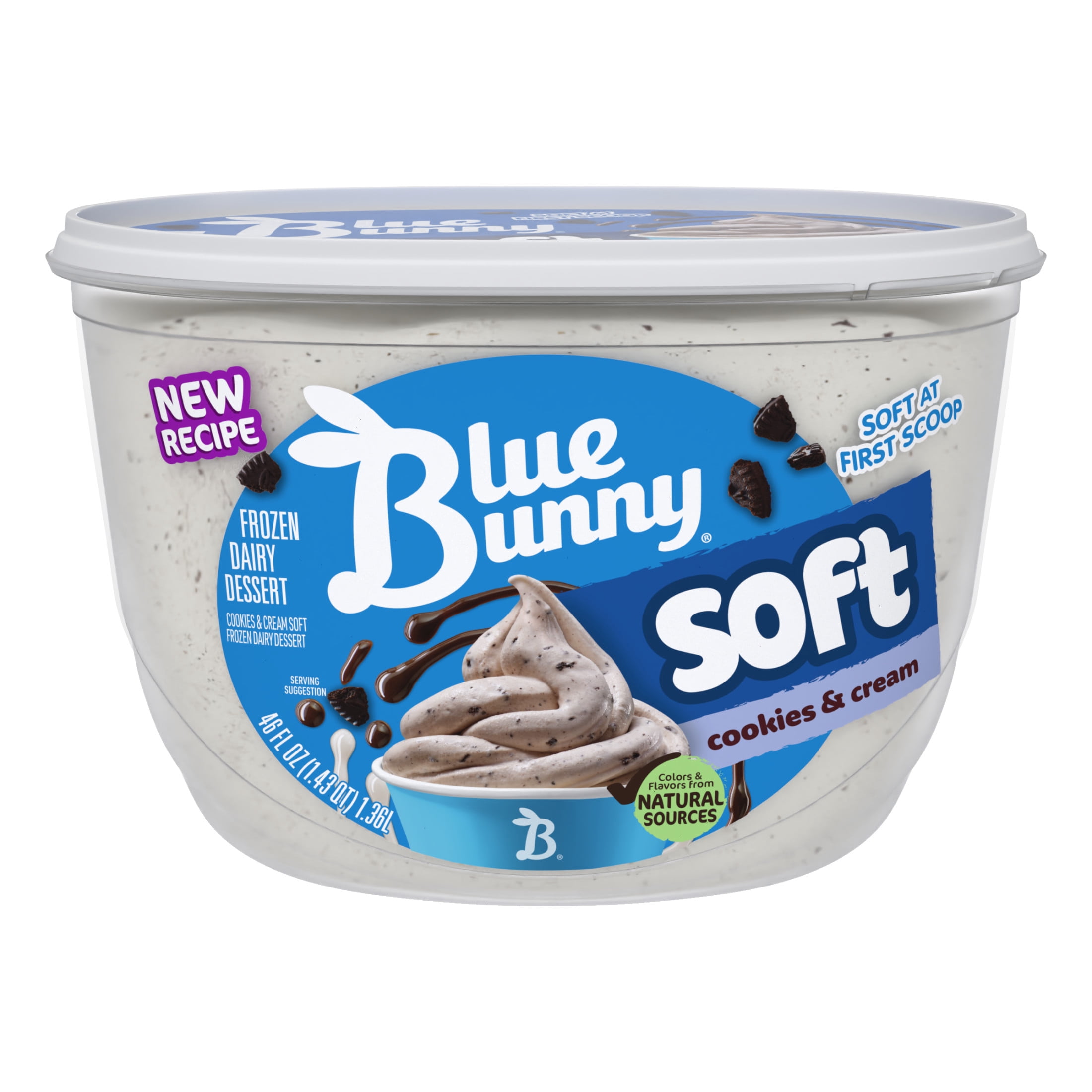Blue Bunny Soft Cookies and Cream Premium Frozen Dessert, 46 fl oz