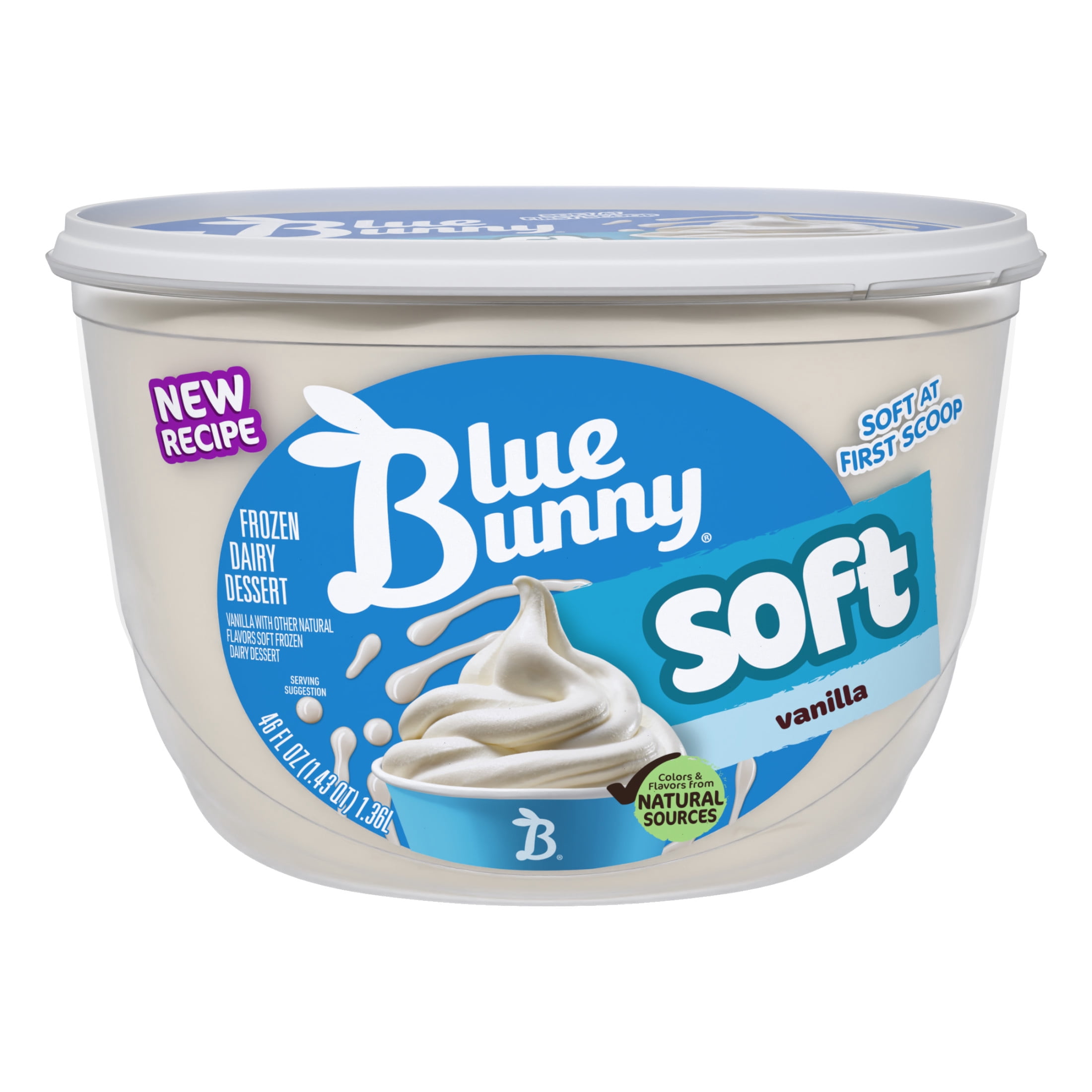 Blue Bunny Soft Vanilla Flavored Frozen Dairy Dessert, 46 fl oz