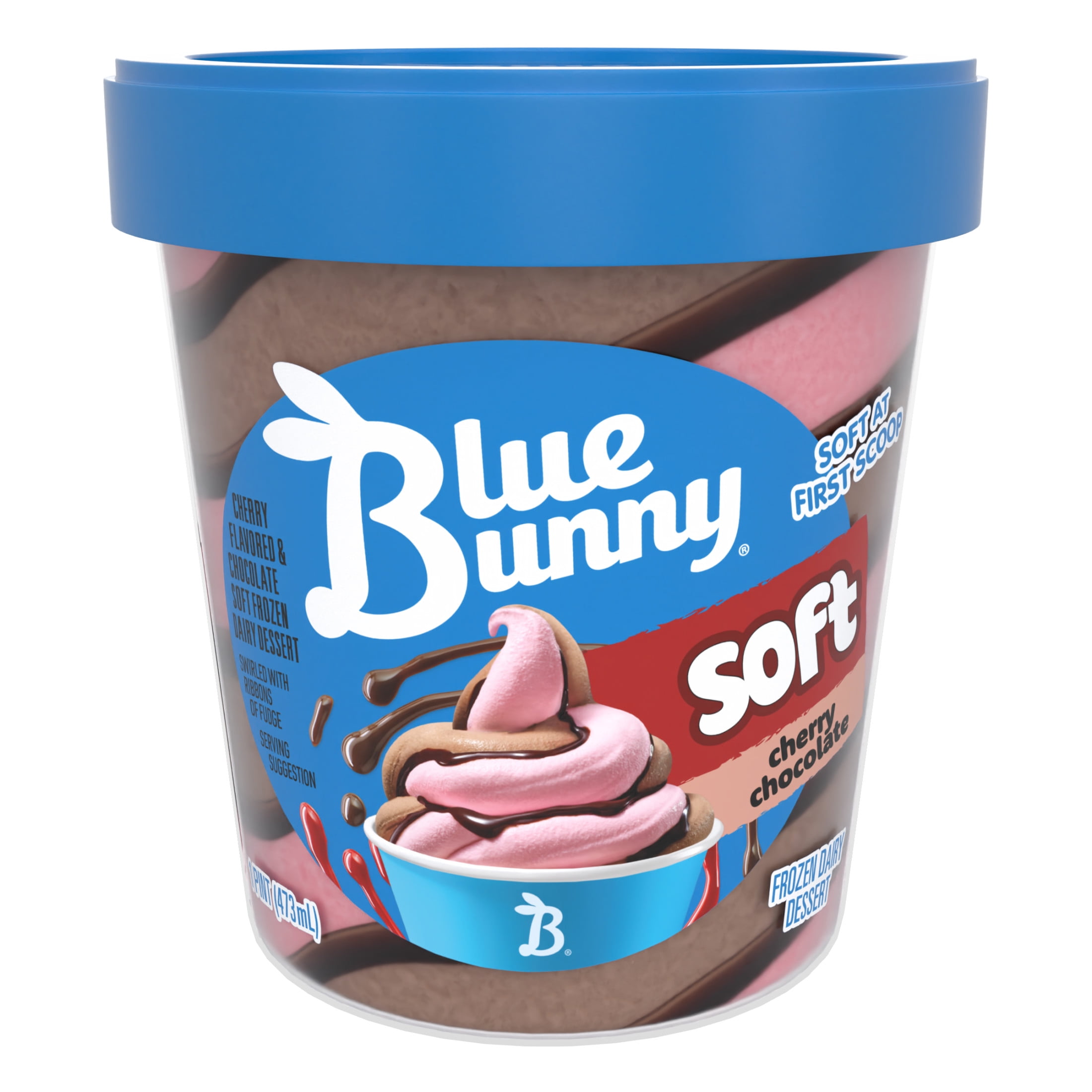 Blue Bunny Soft Cherry Chocolate Frozen Dessert, 16 fl oz Pint