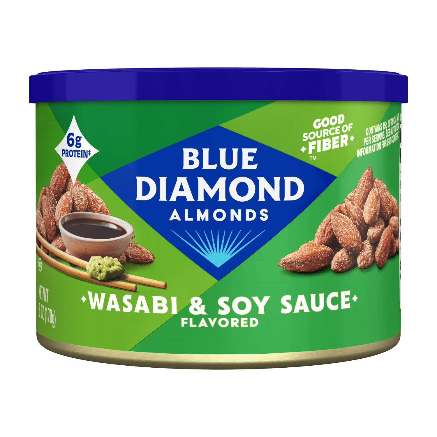 Blue Diamond Almonds, Bold Wasabi & Soy Sauce Flavored Snack Nuts perfect for snacking and on-the-go, 6 oz