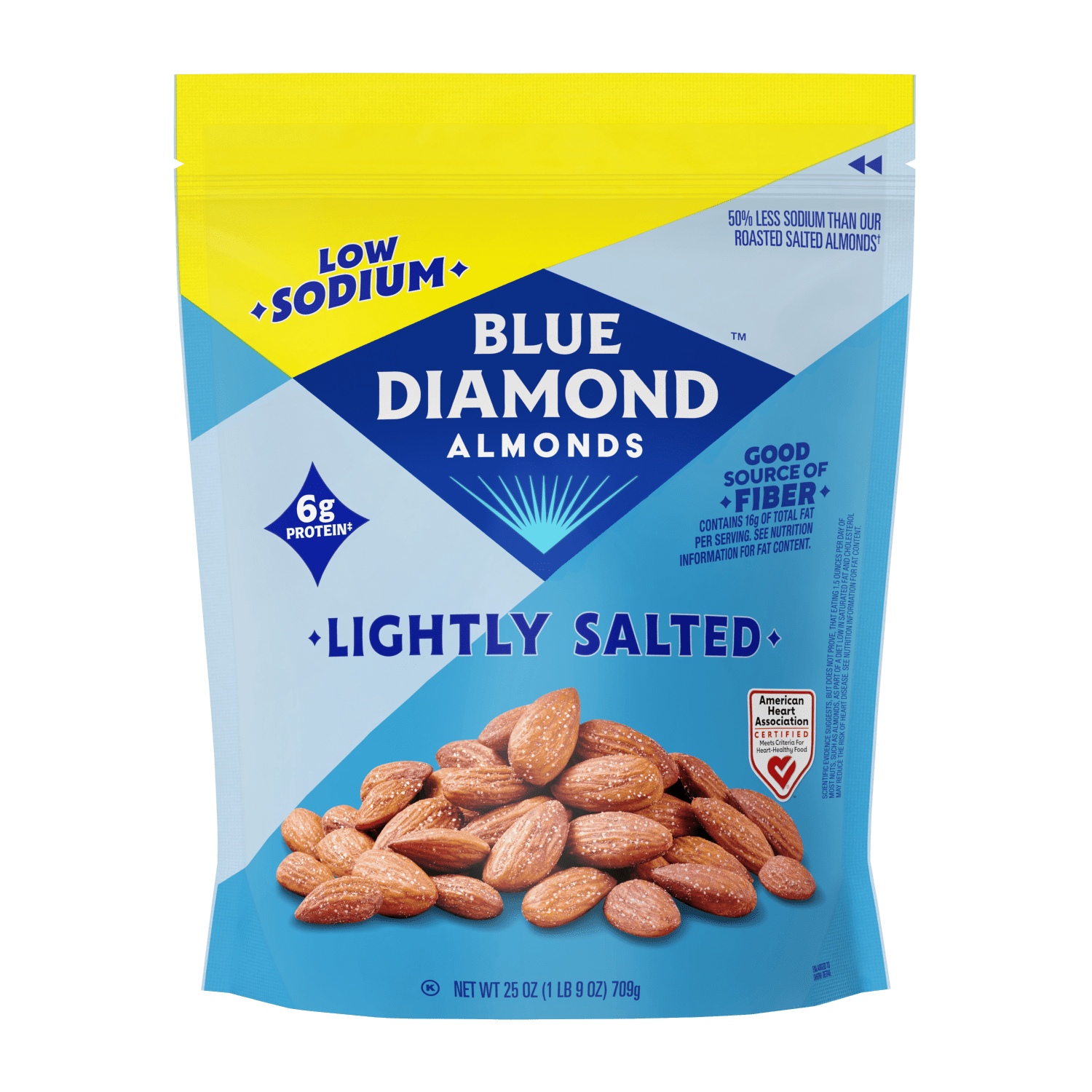 Blue Diamond Almonds, Low Sodium Lightly Salted Snack Almonds Perfect For Pantry Stocking, 25 oz.