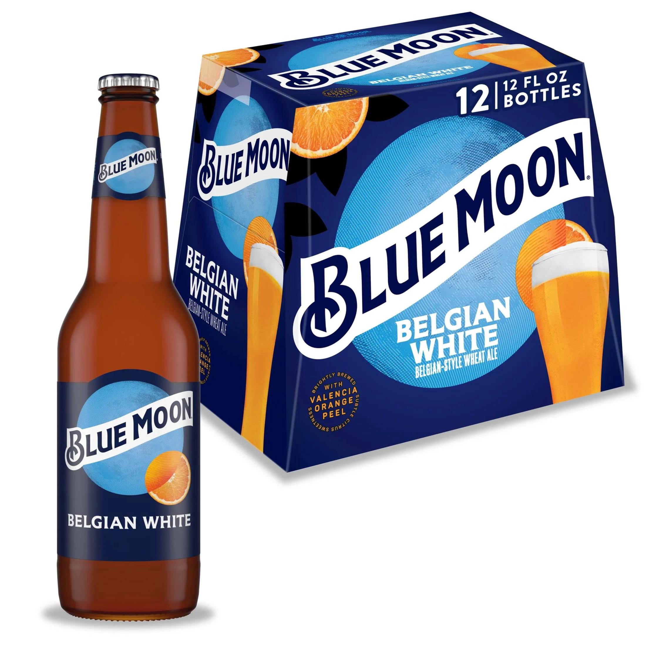 Blue Moon Belgian White Craft Beer, 12 Pack, 12 fl oz Glass Bottles, 5.4% ABV