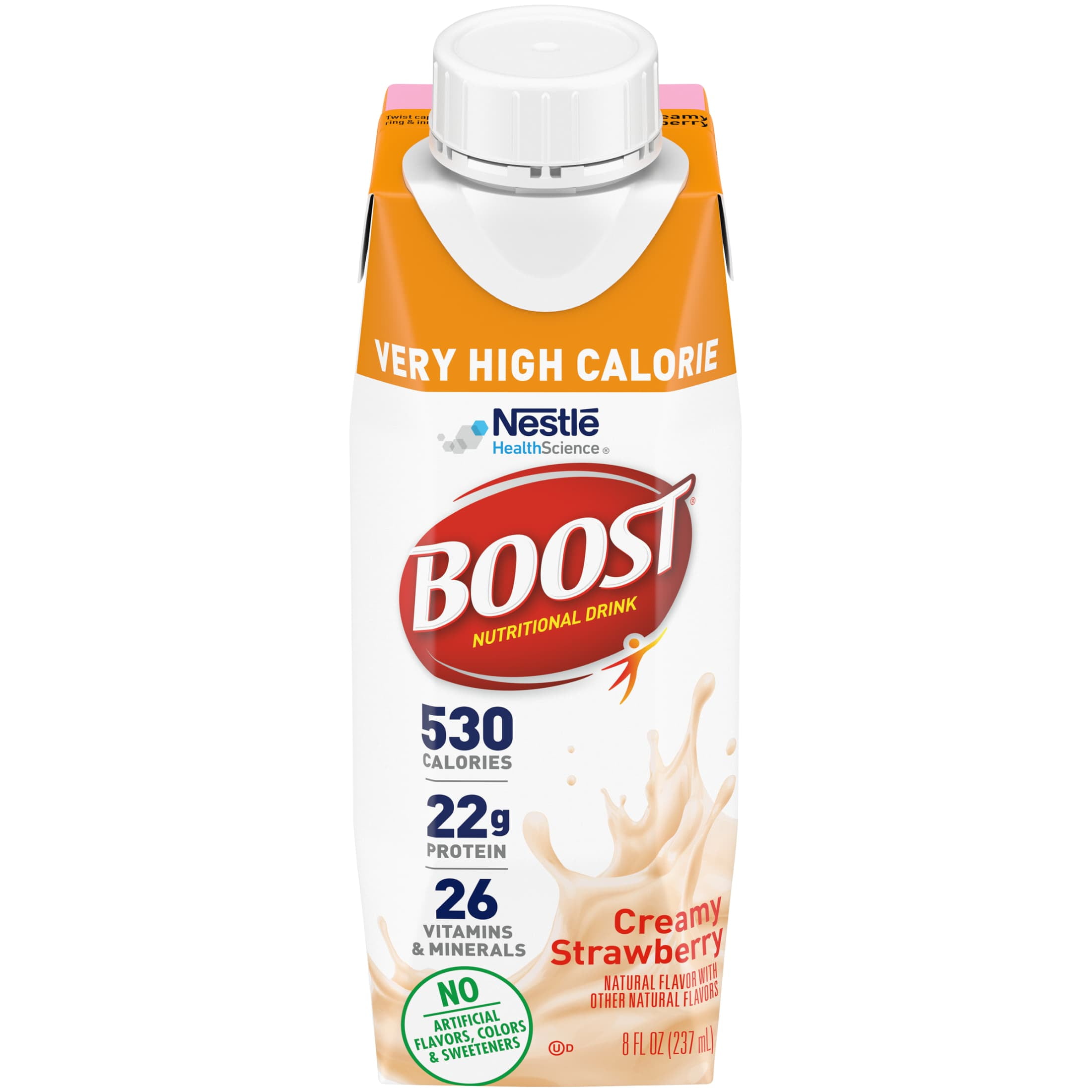 BOOST Very High Calorie Nutritional Drink - Helps Weight Gain & Maintenance - Creamy Strawberry - 8 fl oz (1 Carton)