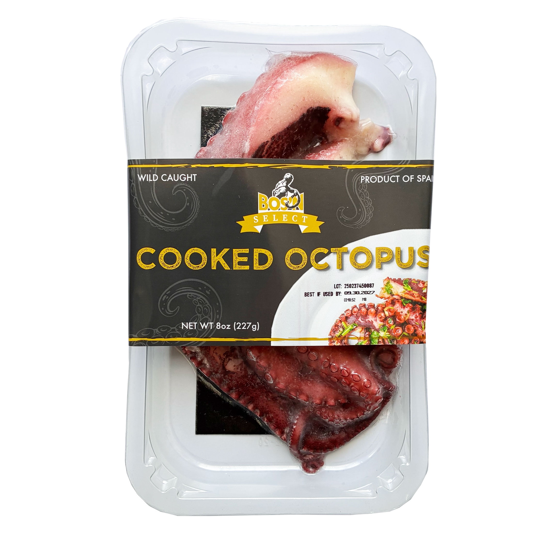 Bosn Frozen Seafood Cooked Octopus Legs, 8oz (226.7g), Wild Caught Contains Mollusks