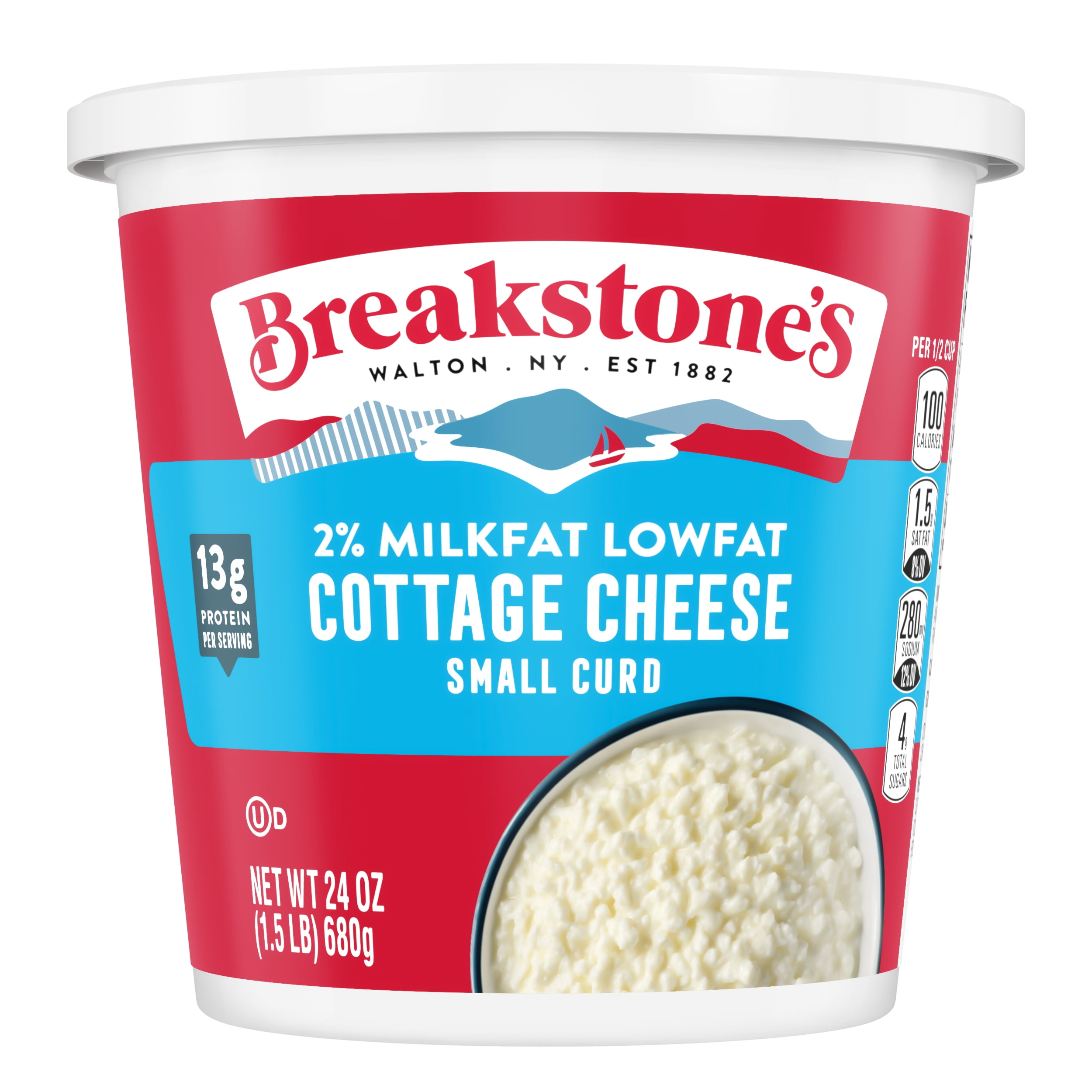 Breakstone's Lowfat Small Curd Cottage Cheese with 2% Milkfat, 24 oz Tub