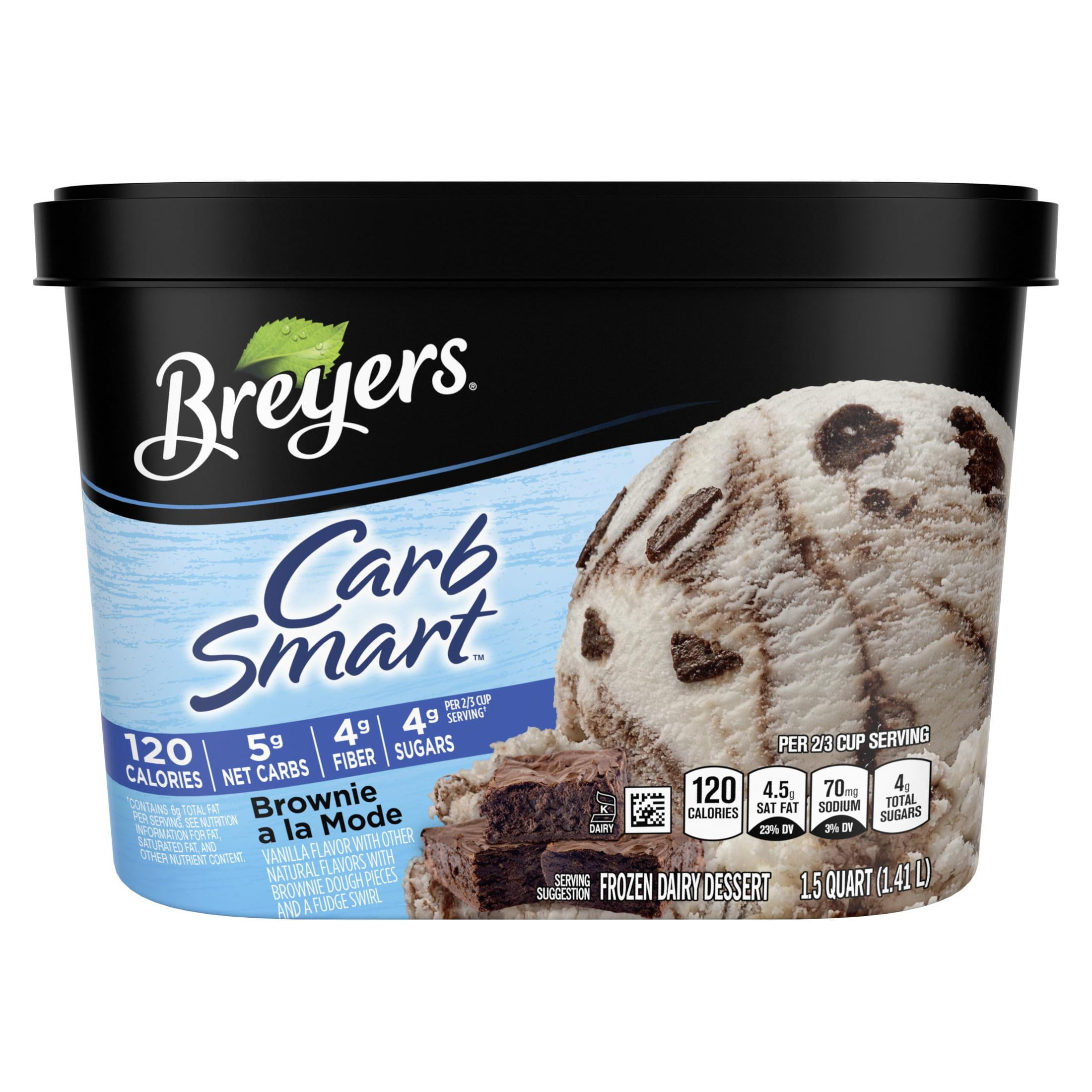 Breyers CarbSmart Brownie a La Mode Vanilla Ice Cream, Frozen Dairy Dessert, 48 oz