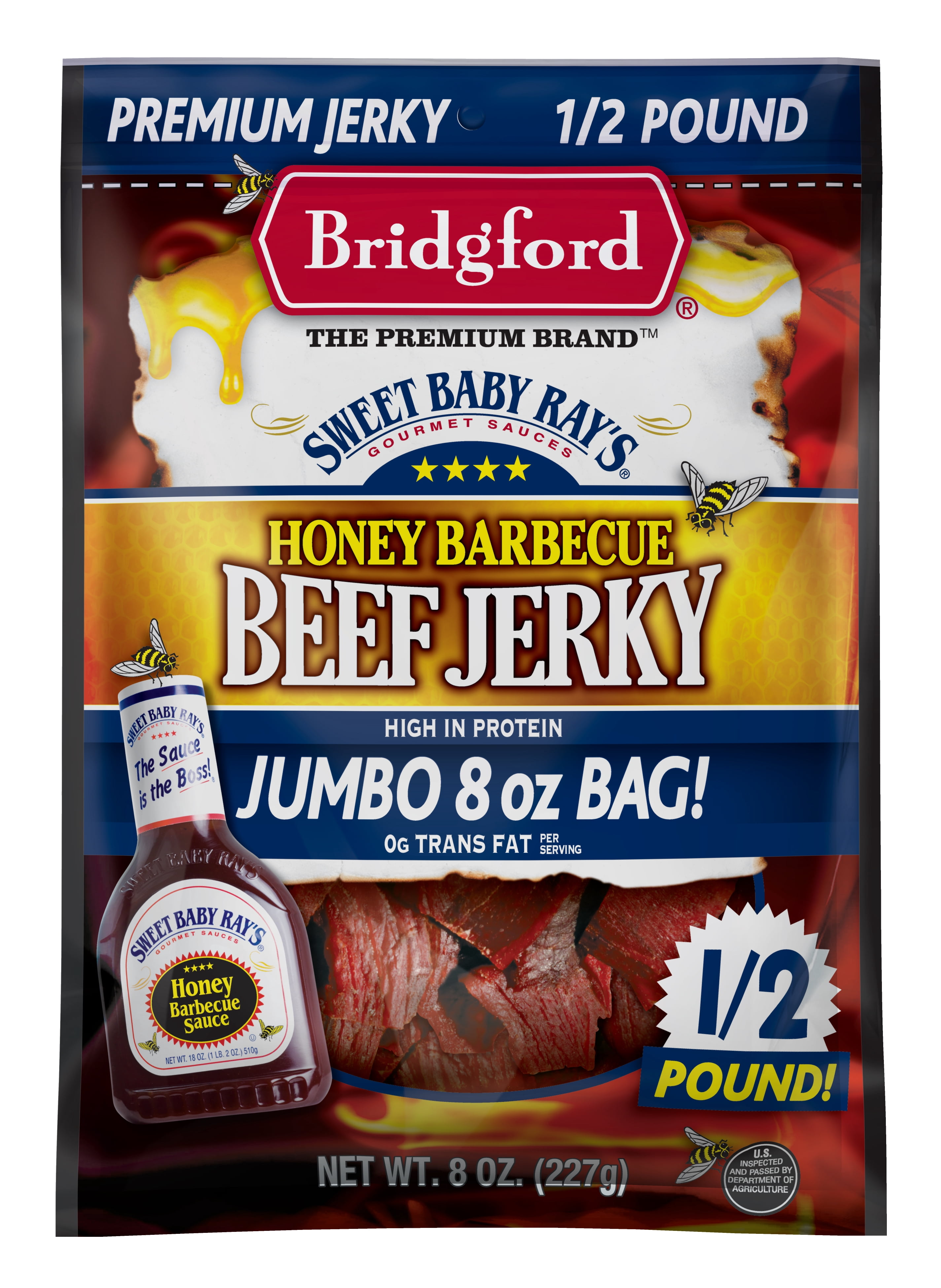 Bridgford Sweet Baby Ray's Honey BBQ Beef Jerky 8 oz