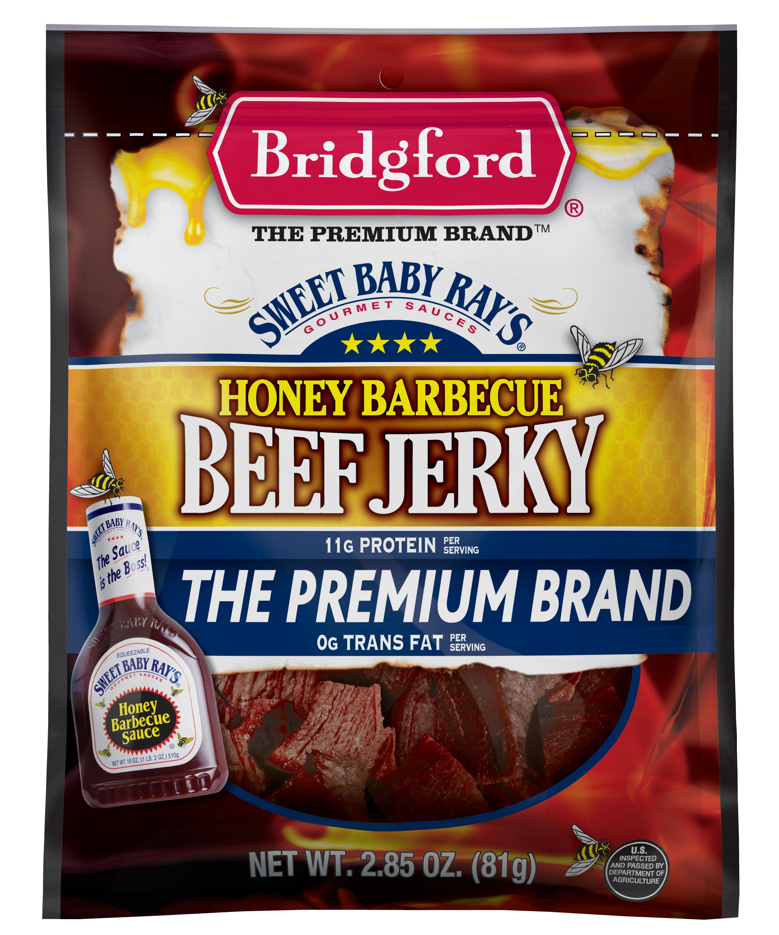 Bridgford Sweet Baby Ray's Honey Barbecue Beef Jerky, 2.85oz