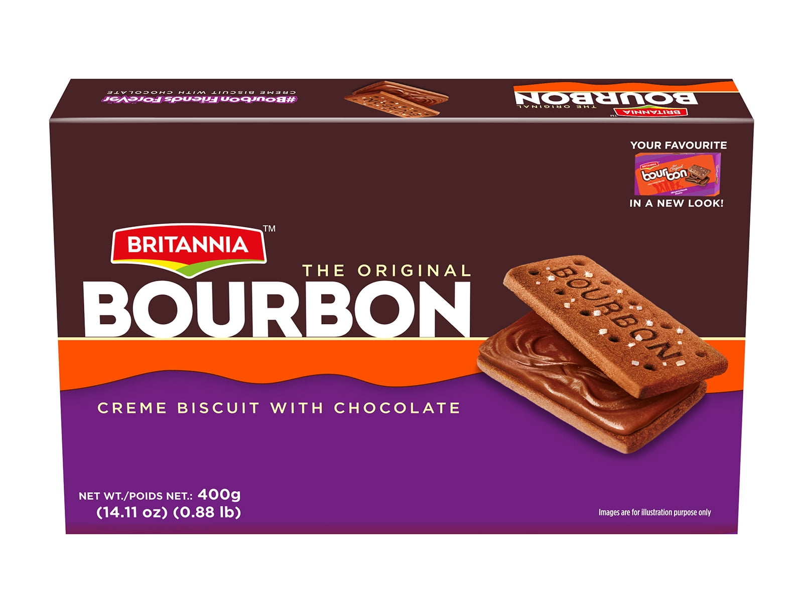 Britannia, The Original Bourbon, Crme Biscuit with Chocolate, 14.11 oz