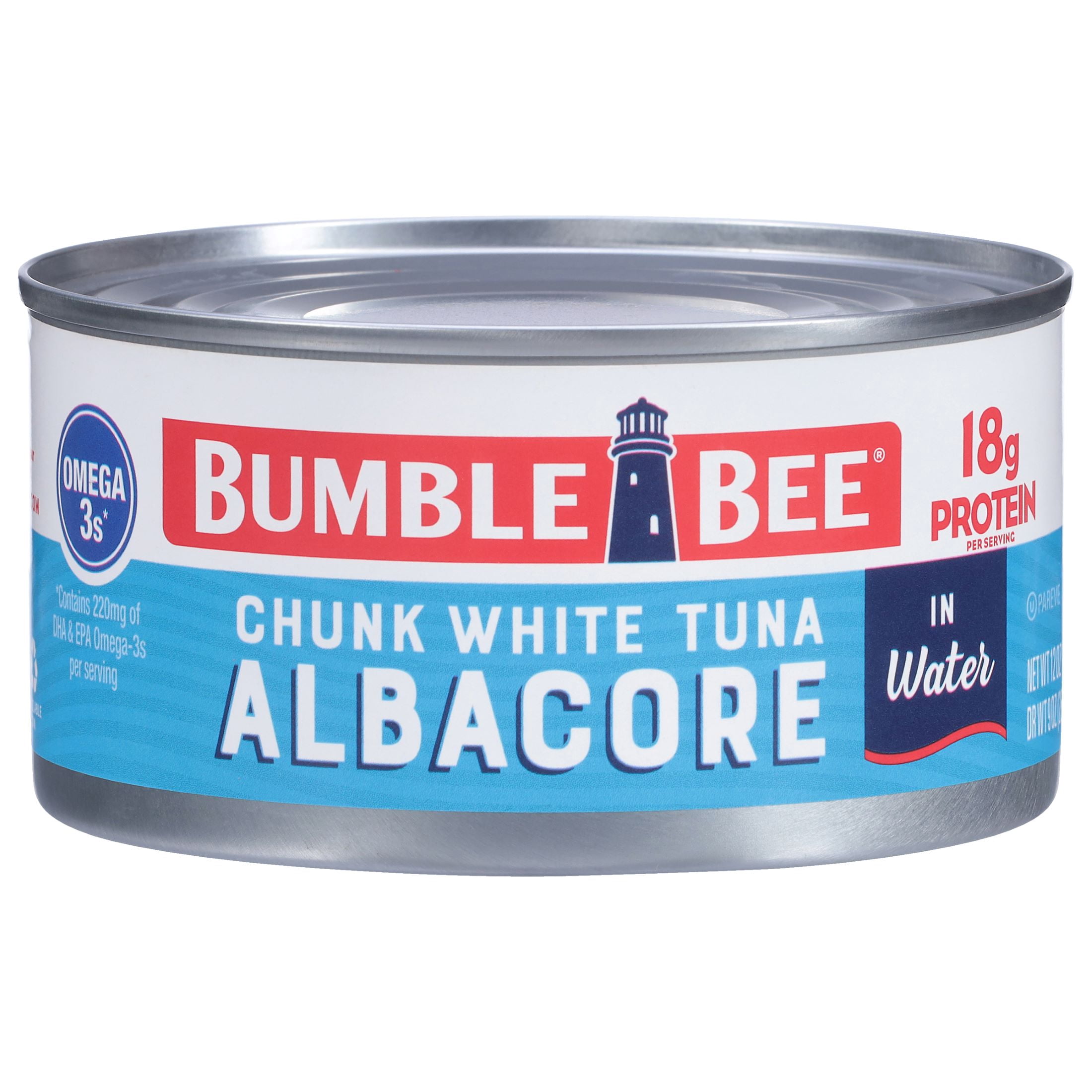 Bumble Bee Chunk White Albacore Tuna in Water, Wild Caught, Gluten Free, 18g Protein Per Serving, Shelf Stable Can, 12oz