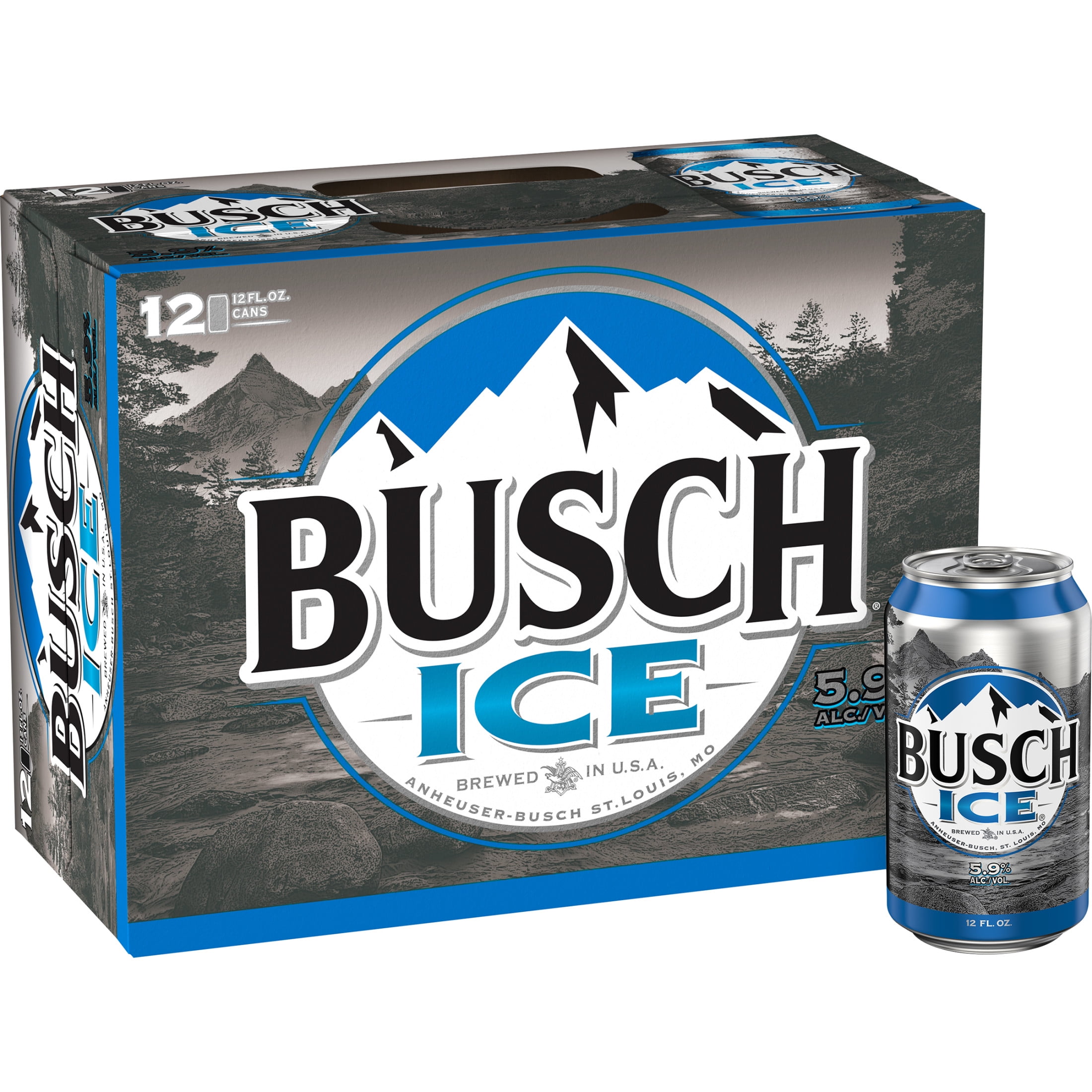 Busch Ice American Lager Beer 12 pack 12 fl oz Aluminum Cans 5.9% ABV