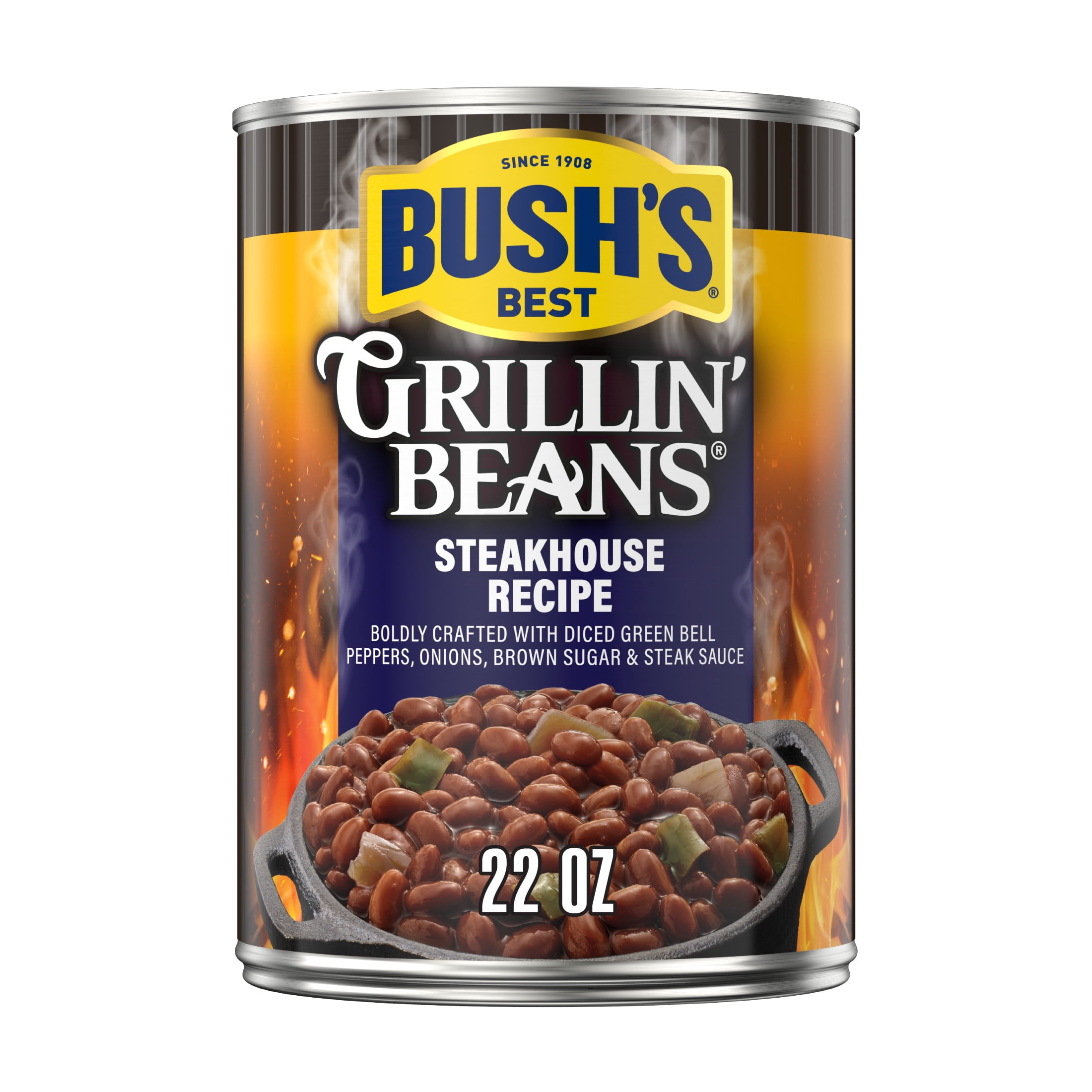 Bush's Steakhouse Recipe Grillin' Beans, Canned Beans in Sweet and Smoky Sauce, 22 oz