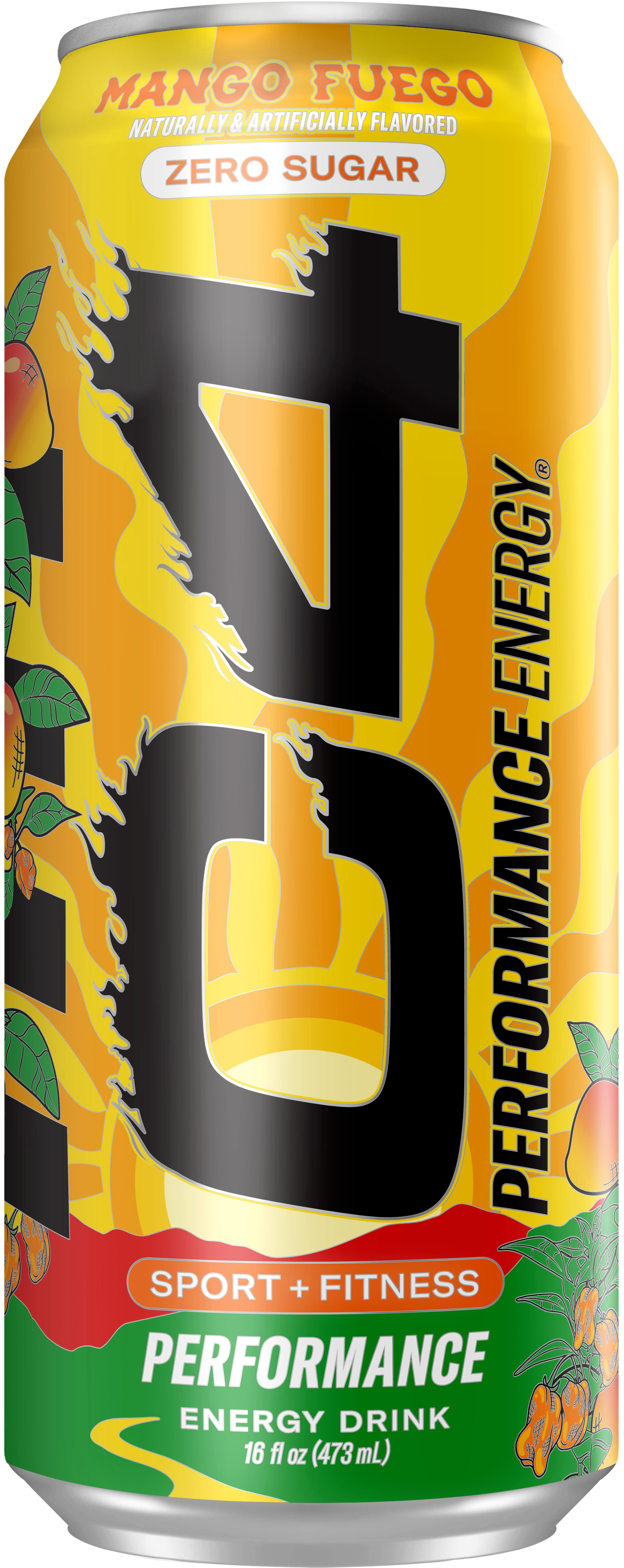 C4 Performance Energy, Sport & Fitness Energy Drink, Mango Fuego, Zero Sugar, 16 fl oz