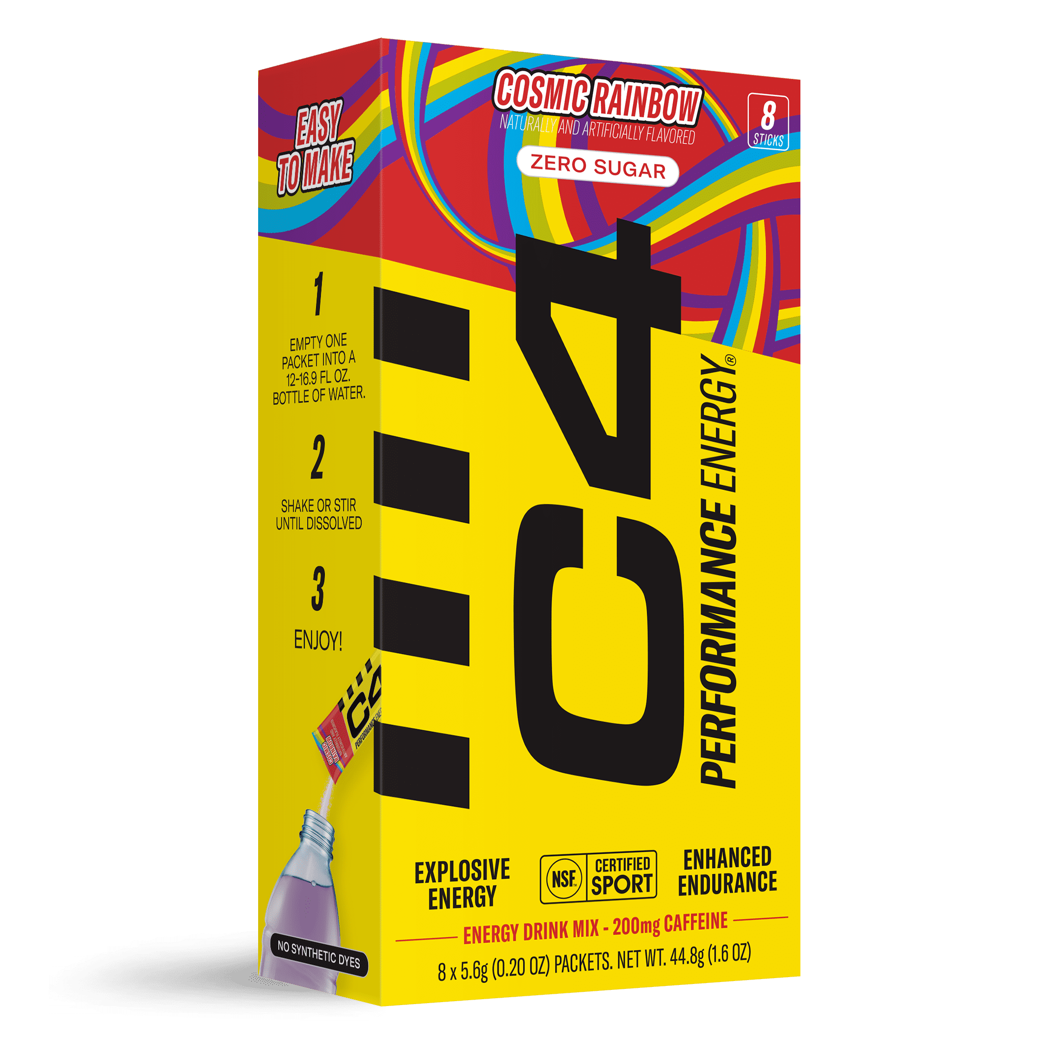 C4 Performance Energy Powder Drink Mix, Cosmic Rainbow, 8 Pack
