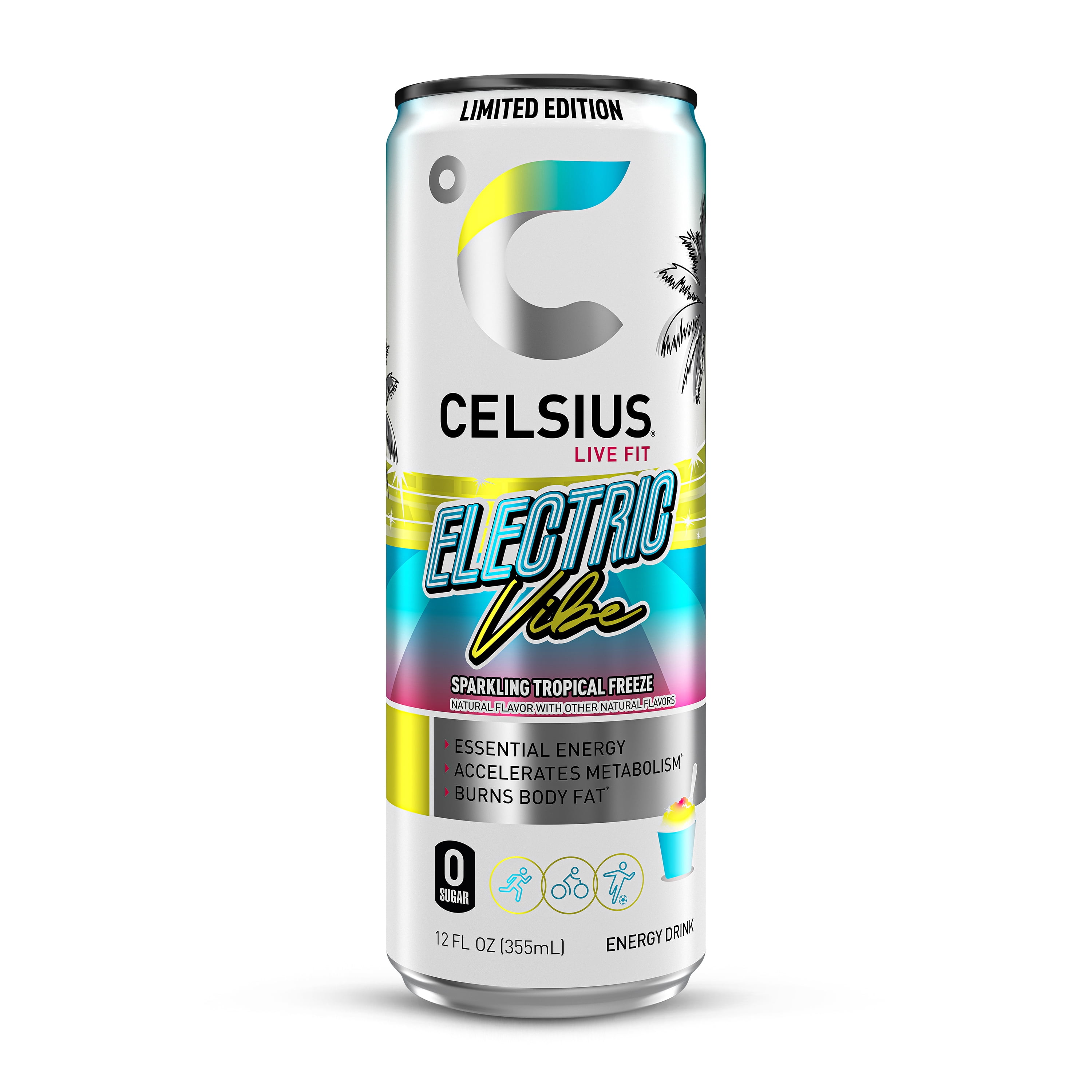 CELSIUS Sparkling Electric Vibe, Functional Energy Drink 12 Fl Oz Single Can