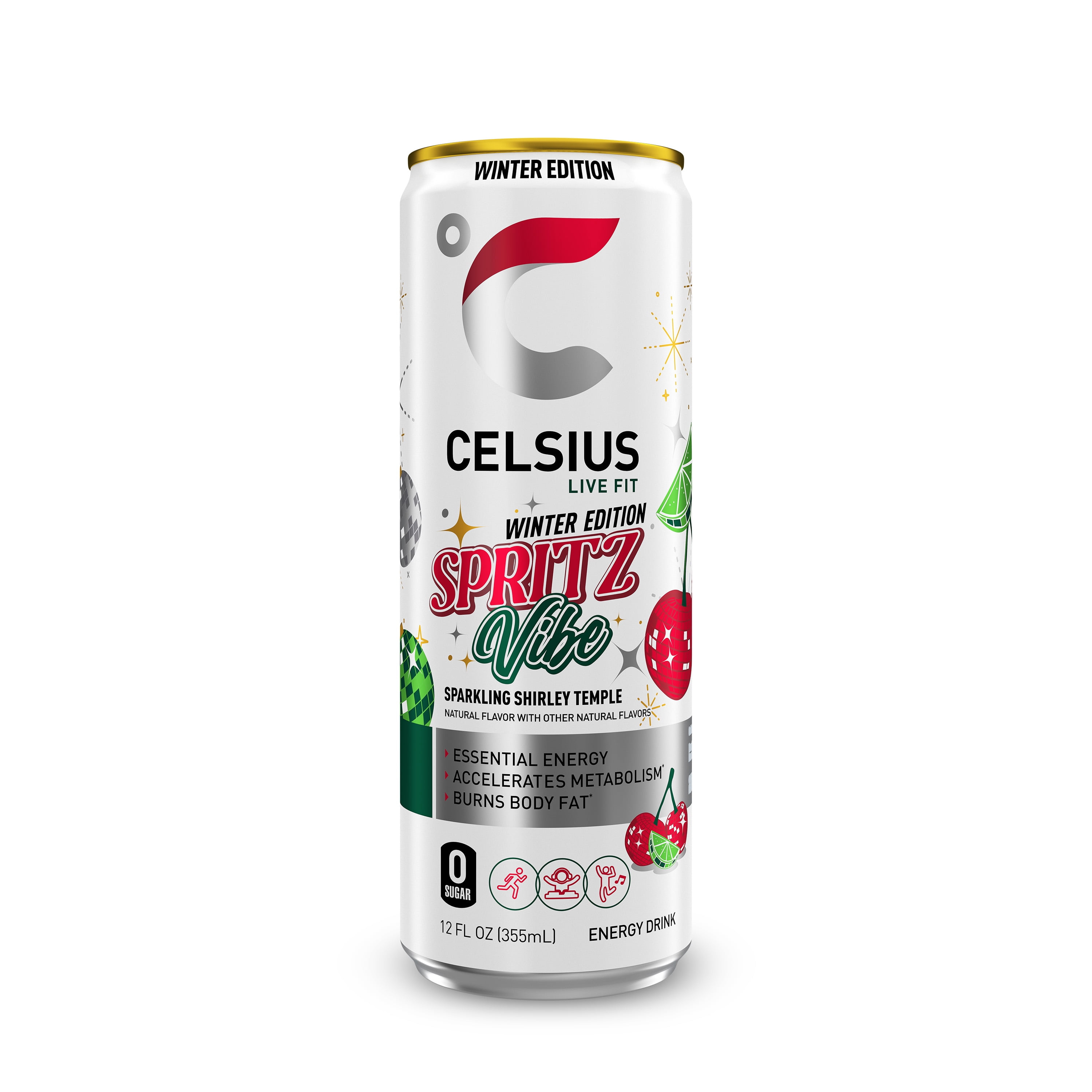 CELSIUS Sparkling Winter Spritz, Functional Energy Drink 12 Fl Oz Single Can