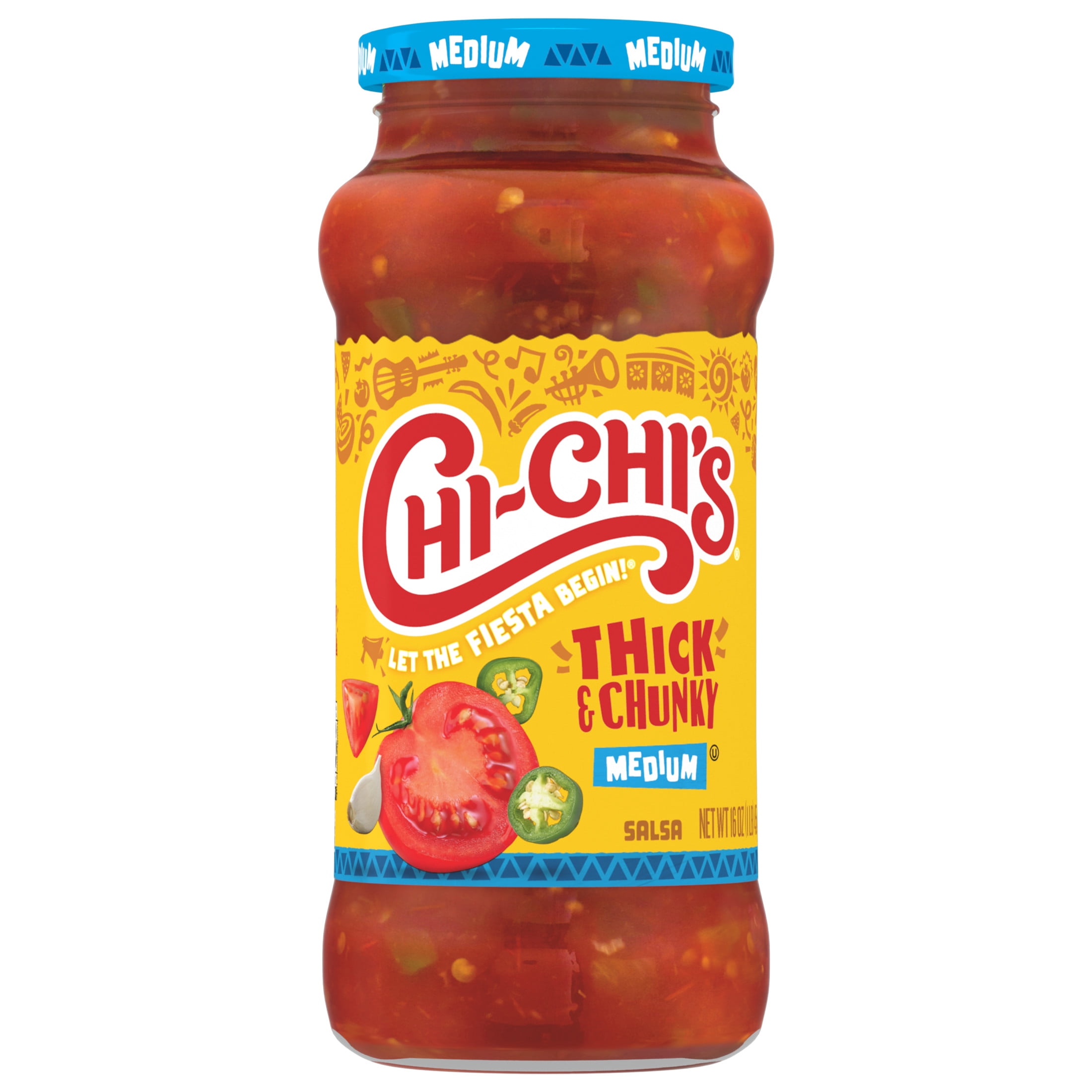 CHI-CHI'S Thick & Chunky Medium Salsa, Gluten Free, Chip Dip, 16 oz Glass Jar