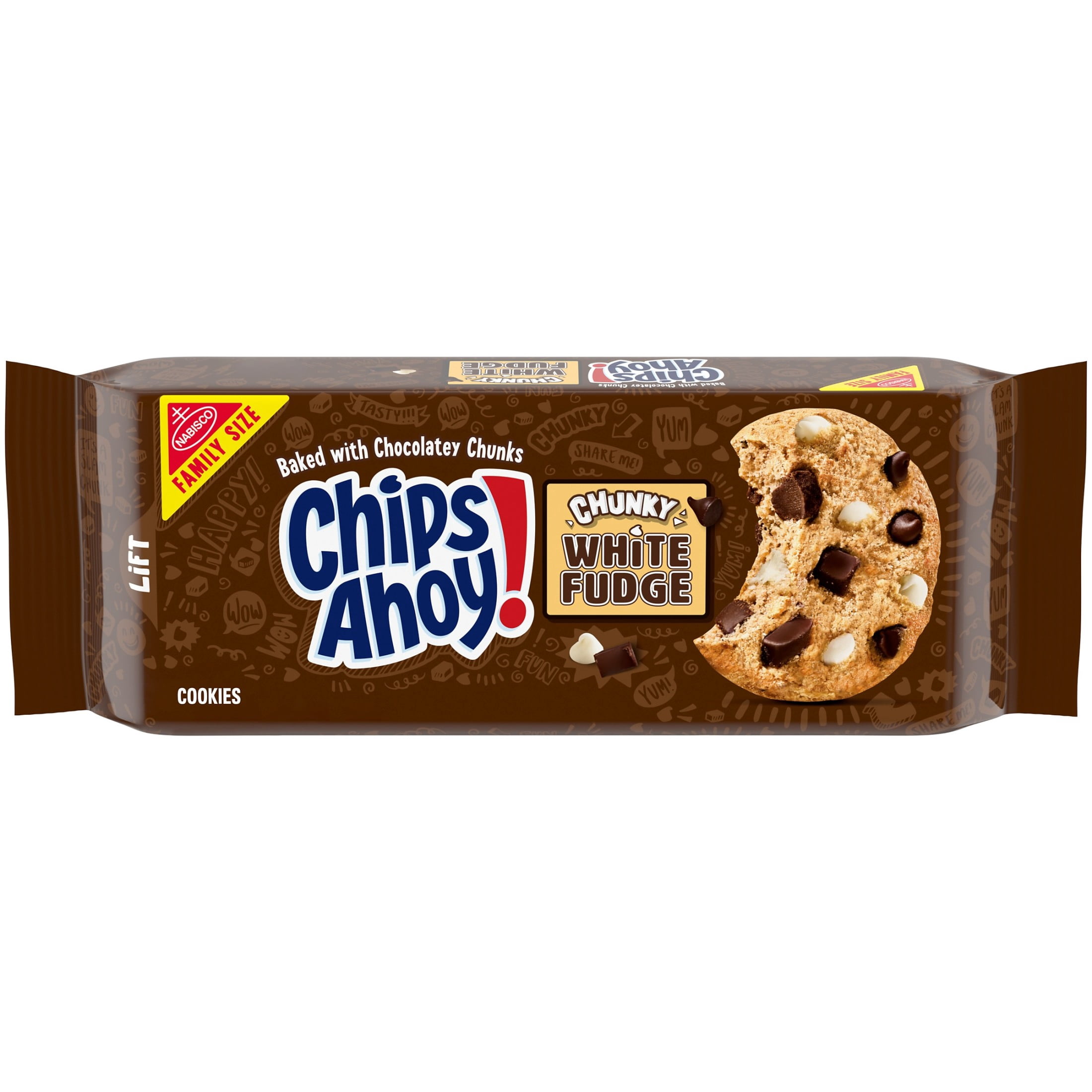 CHIPS AHOY! White Fudge Chocolate Chunky Fudgy Chocolate Chip Cookies, Family Size, 18 oz