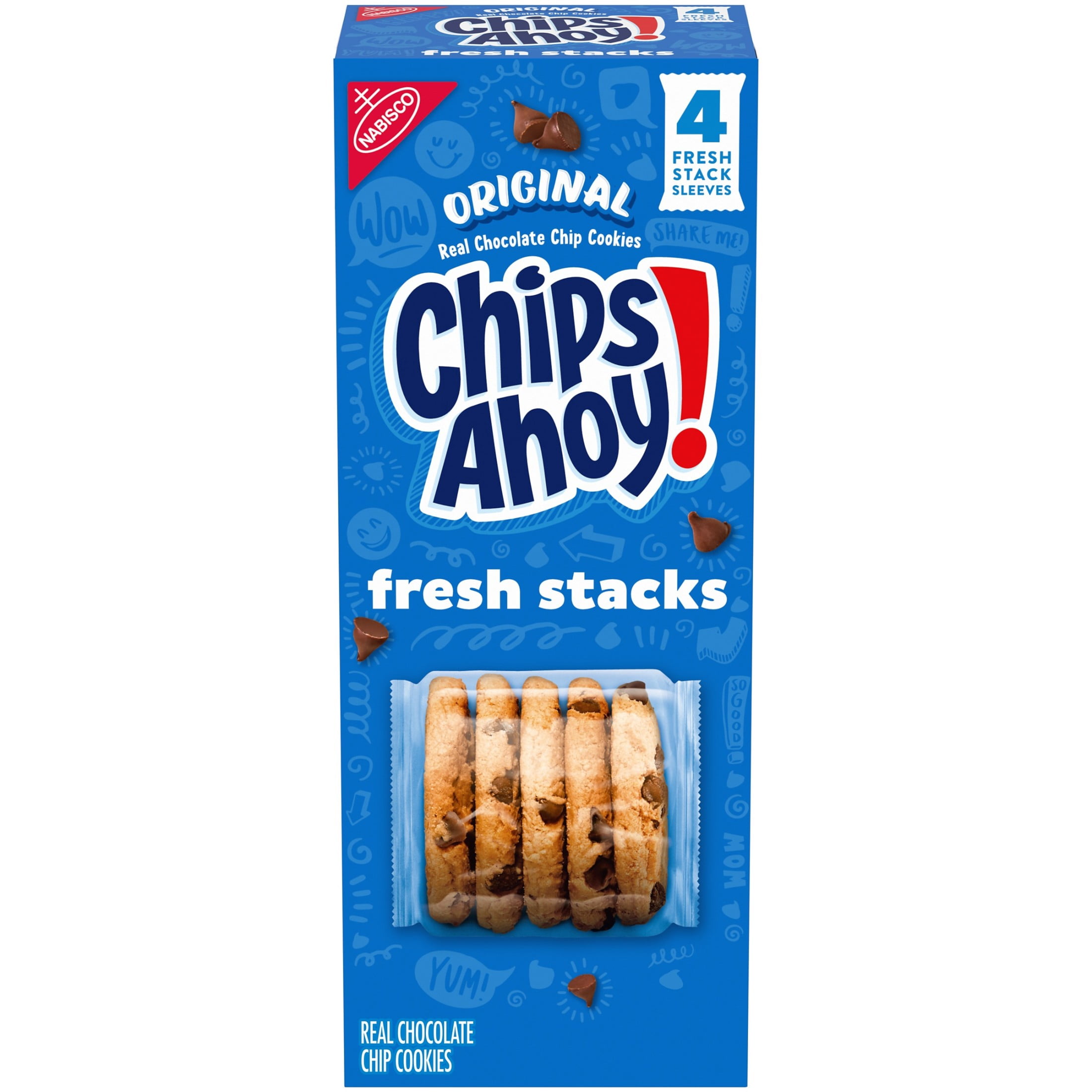 CHIPS AHOY! Fresh Stacks Chocolate Chip Cookies, Travel Snacks, 7.76 oz (4 Multi Snack Packs)