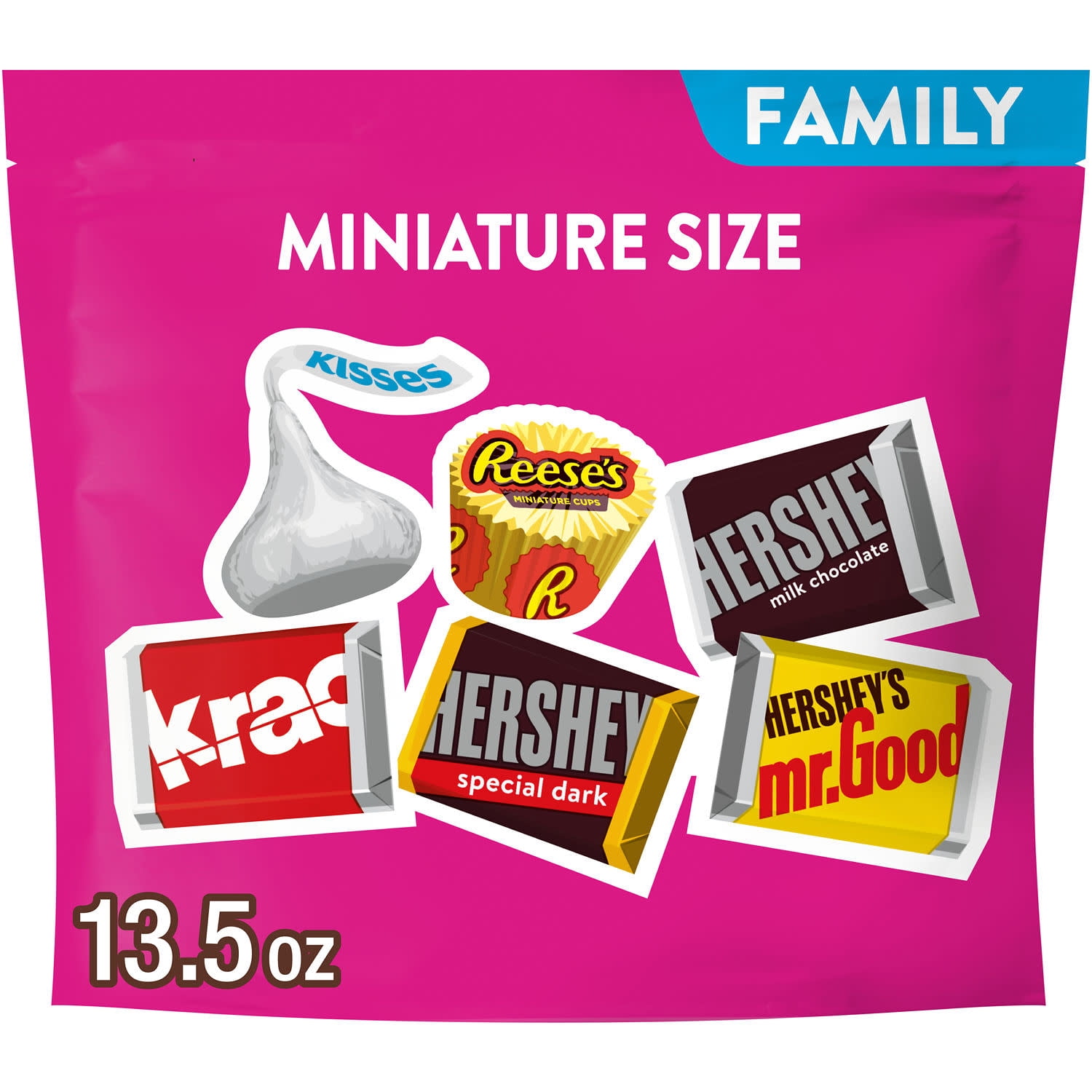 Hershey's & Reese's Miniatures Assorted Flavored Candy Assortment, Family Pack, 13.5 oz
