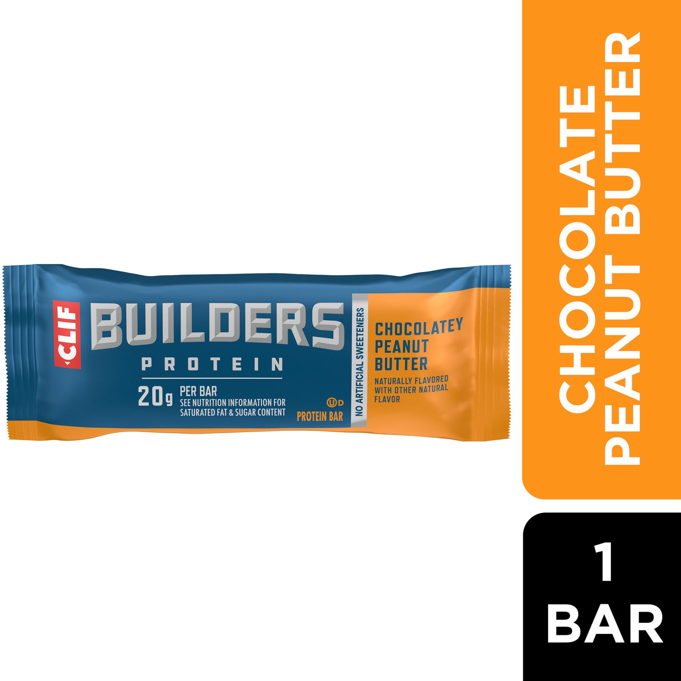 CLIF BUILDERS Protein Bar Chocolatey Peanut Butter Flavor, Plant Protein, Gluten Free Bar, 1 count