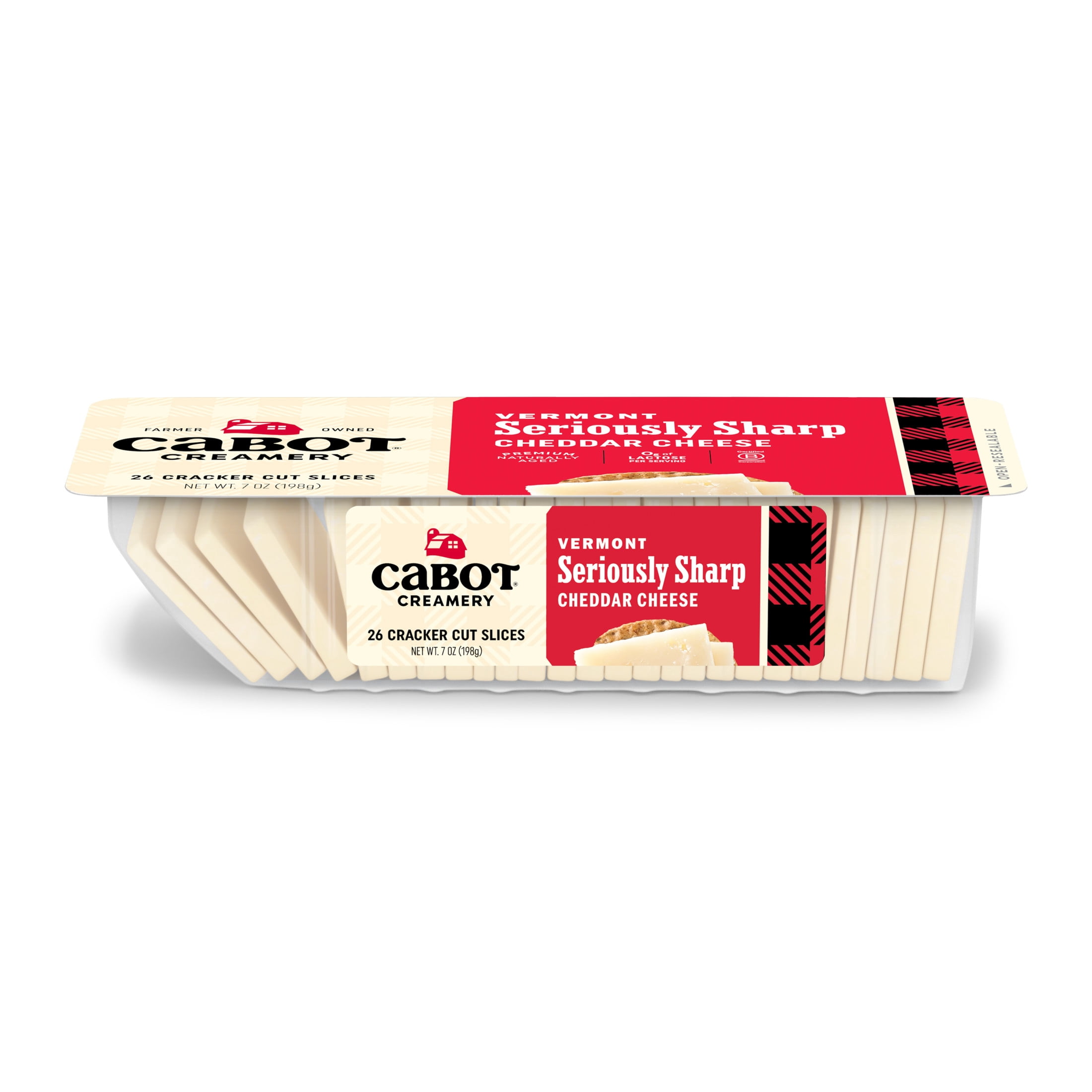 Cabot Creamery Seriously Sharp Cheddar Cheese Cracker Cuts 7 oz (Refrigerated Slices)