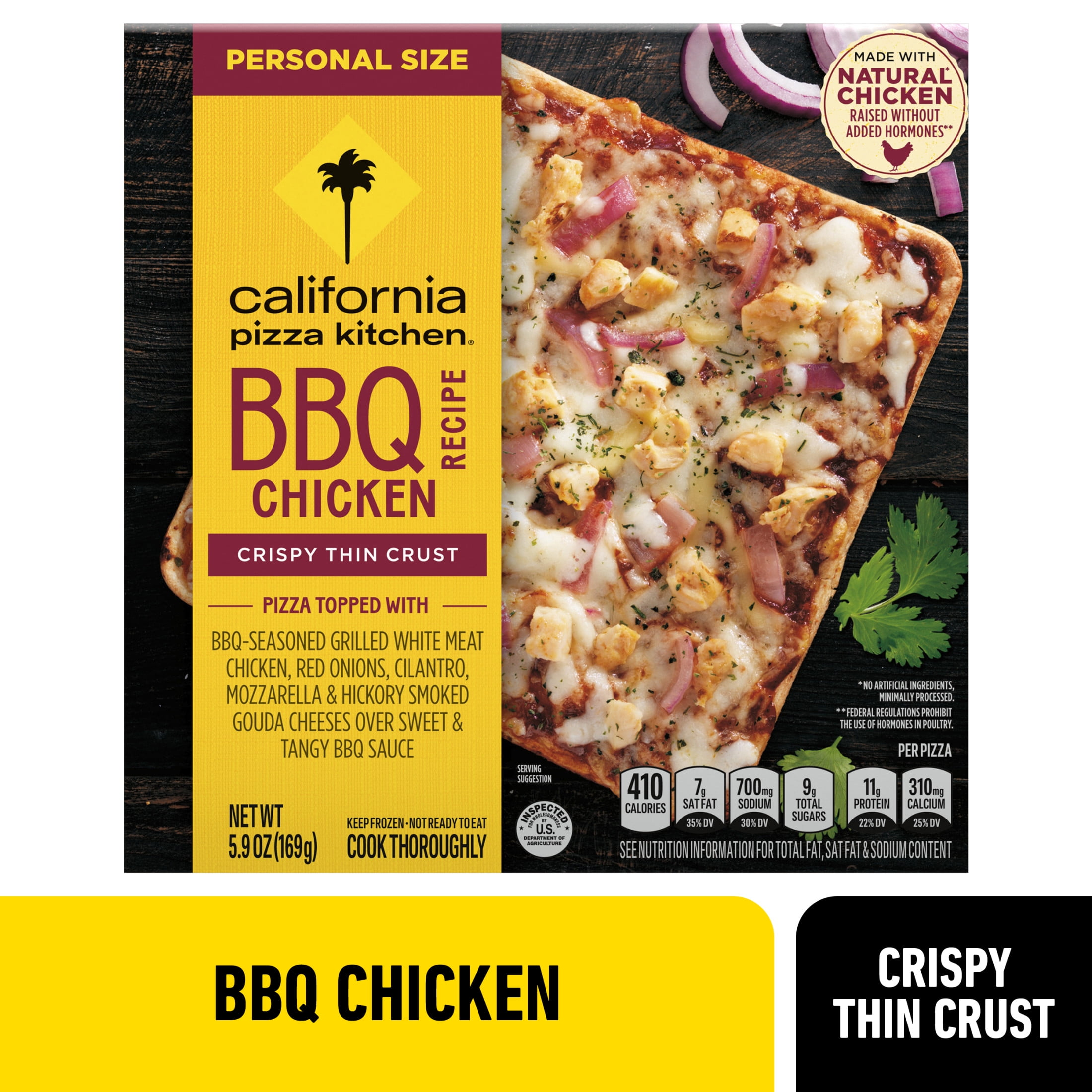 California Pizza Kitchen BBQ Chicken Thin Crust Pizza, Barbeque Sauce, 5.9 oz (Frozen)