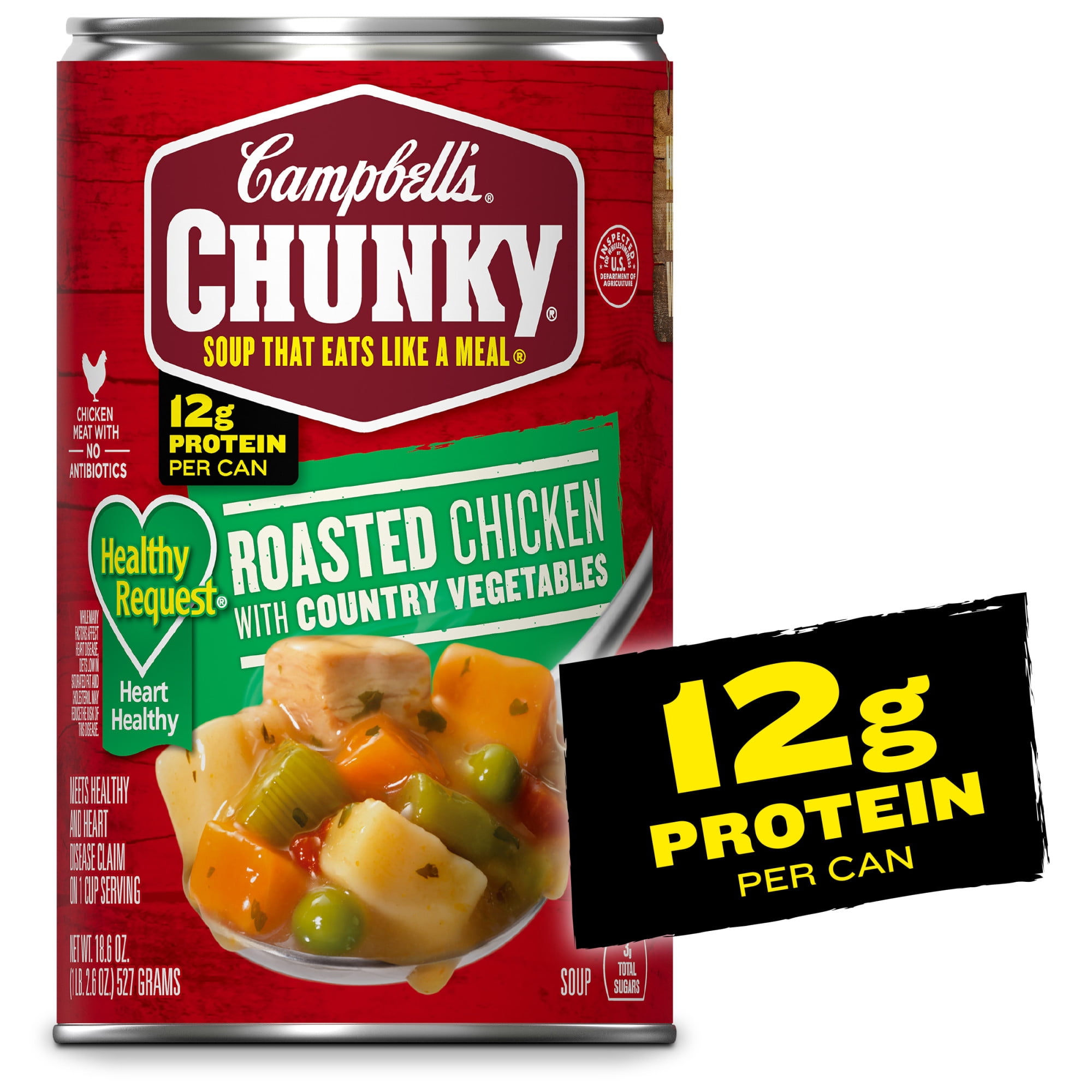 Campbells Chunky Healthy Request Soup, Ready to Serve Roasted Chicken Soup with Country Vegetables, 18.6 oz Can