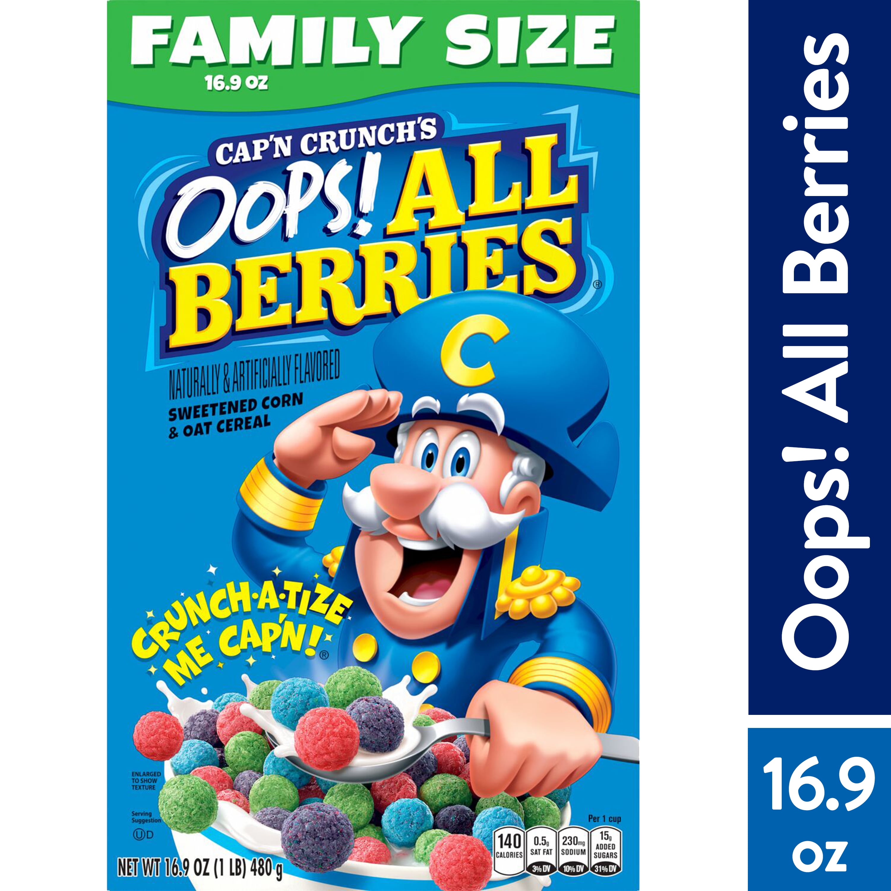 Capn Crunch's Oops All Berries Sweetened Corn & Oat Crunchy Cereal, (16.9 oz.)