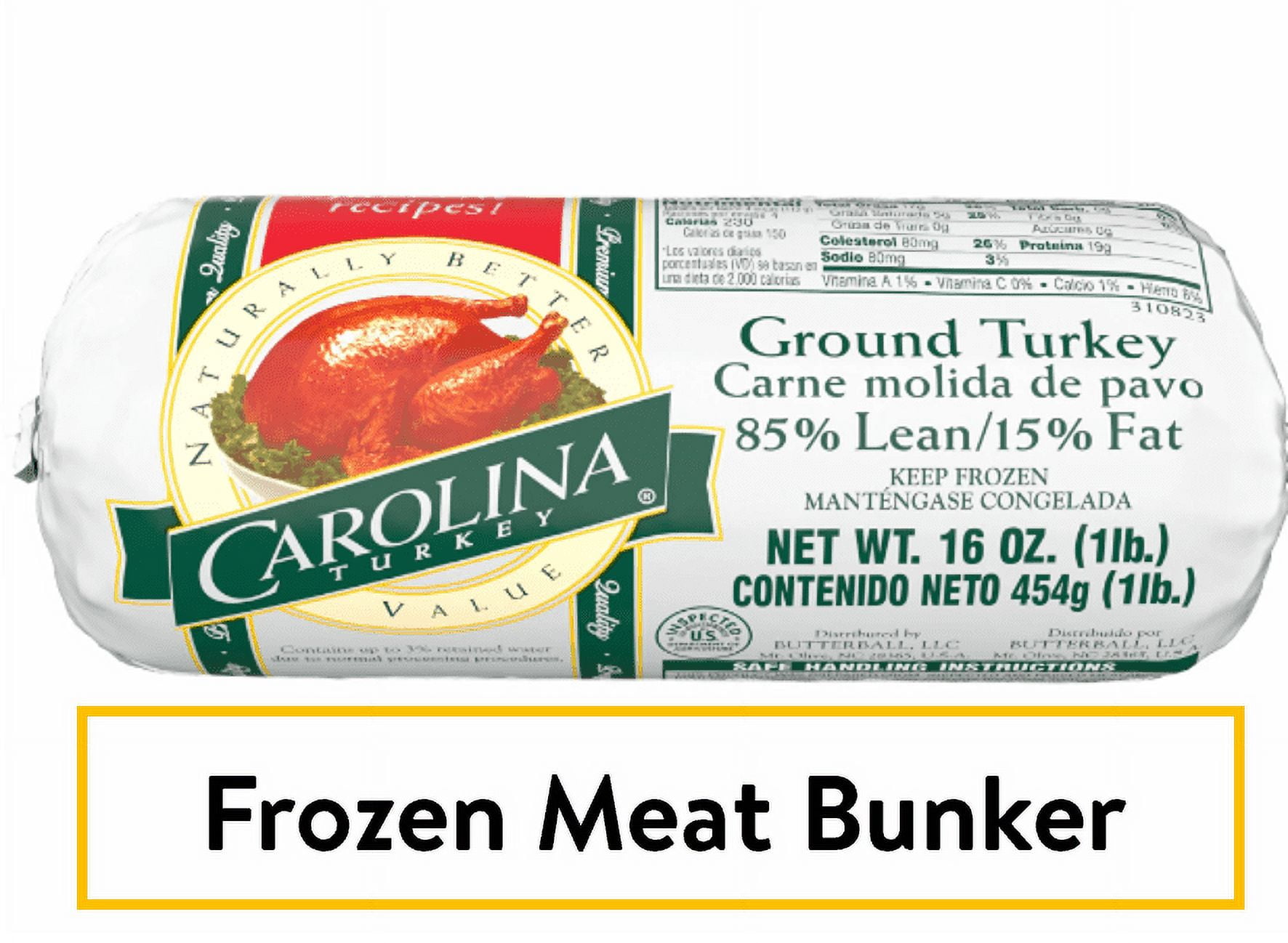 Carolina Turkey Frozen Ground Turkey Roll, 16oz