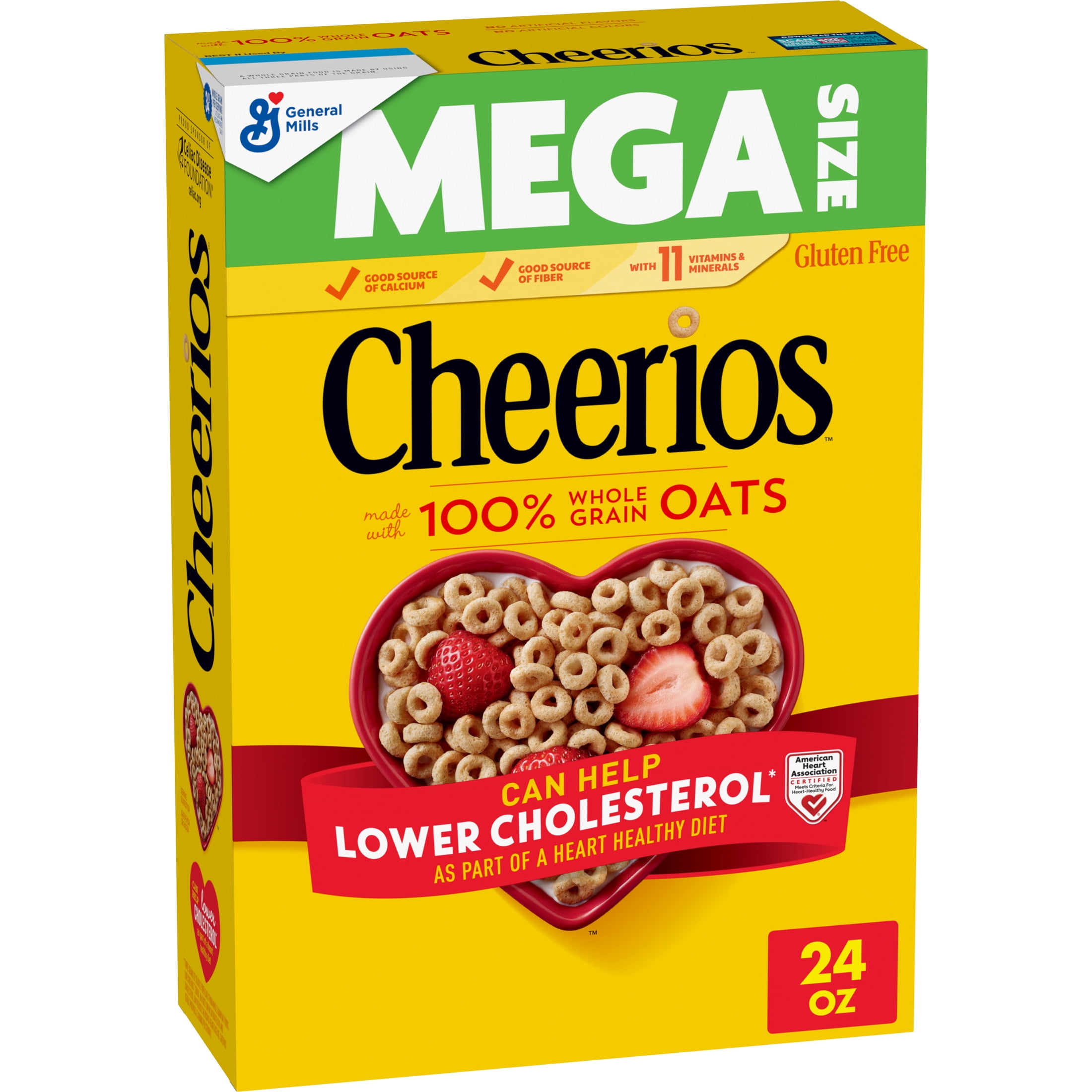 Cheerios, Heart Healthy Gluten Free Breakfast Cereal, Mega Size, 24 oz