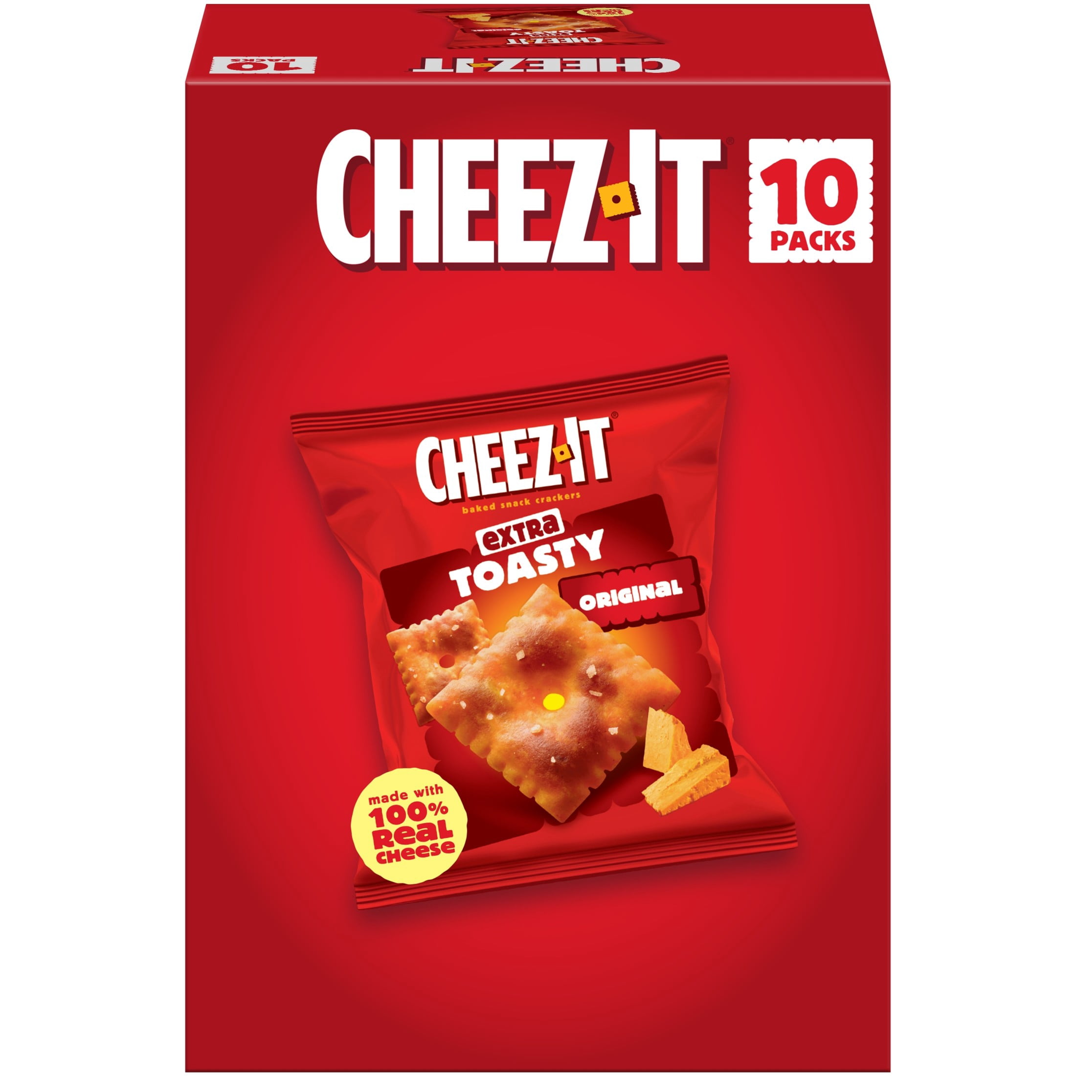 Cheez-It Extra Toasty Baked Snack Crackers, Lunch Snacks, 10 Count
