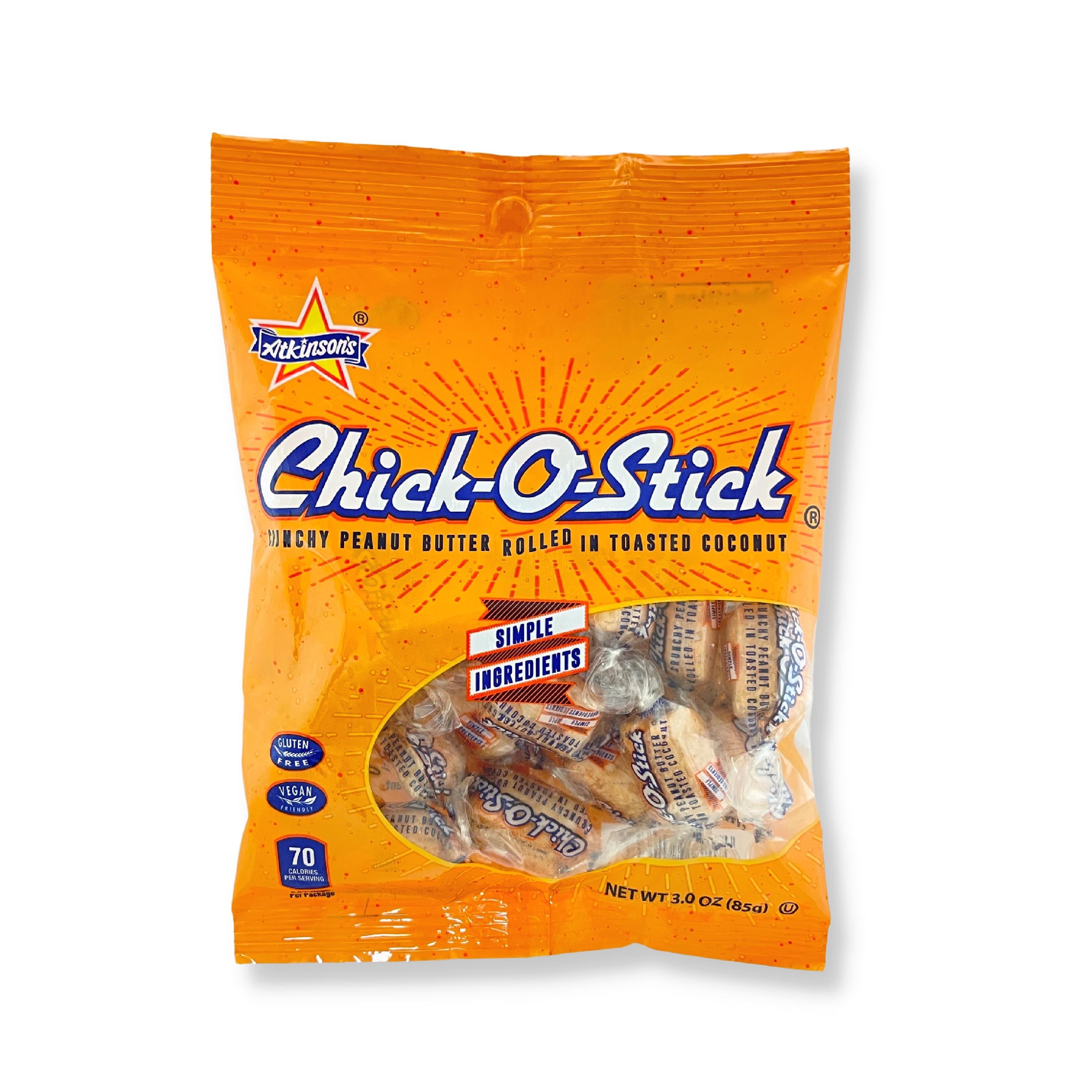 Chick-O-Stick Peanut Butter and Toasted Coconut Bite Size Candy, 3 oz Regular Peg Bag, Gluten Free