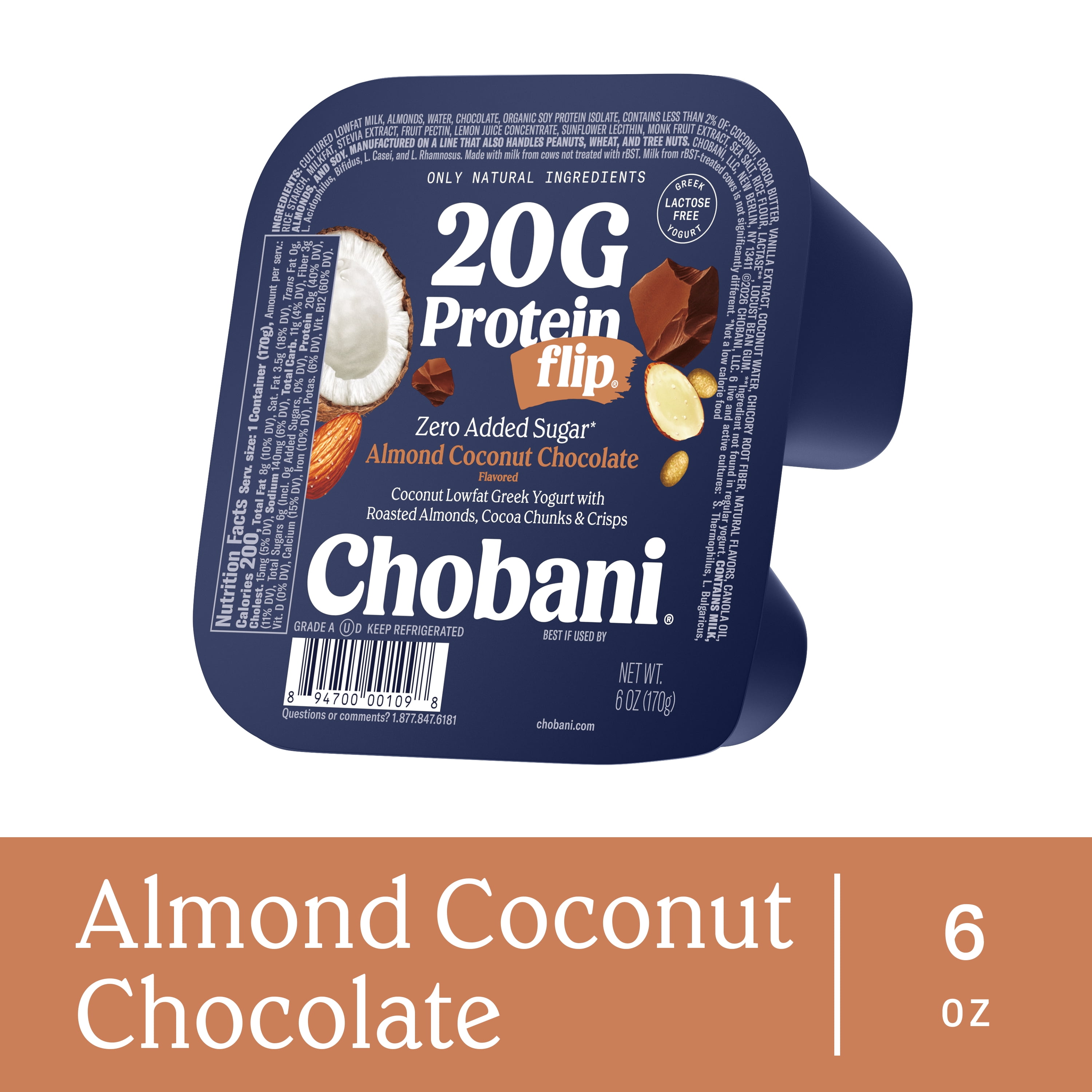 Chobani Flip 20G Protein Low-Fat Greek Yogurt Coconut Almond 6oz