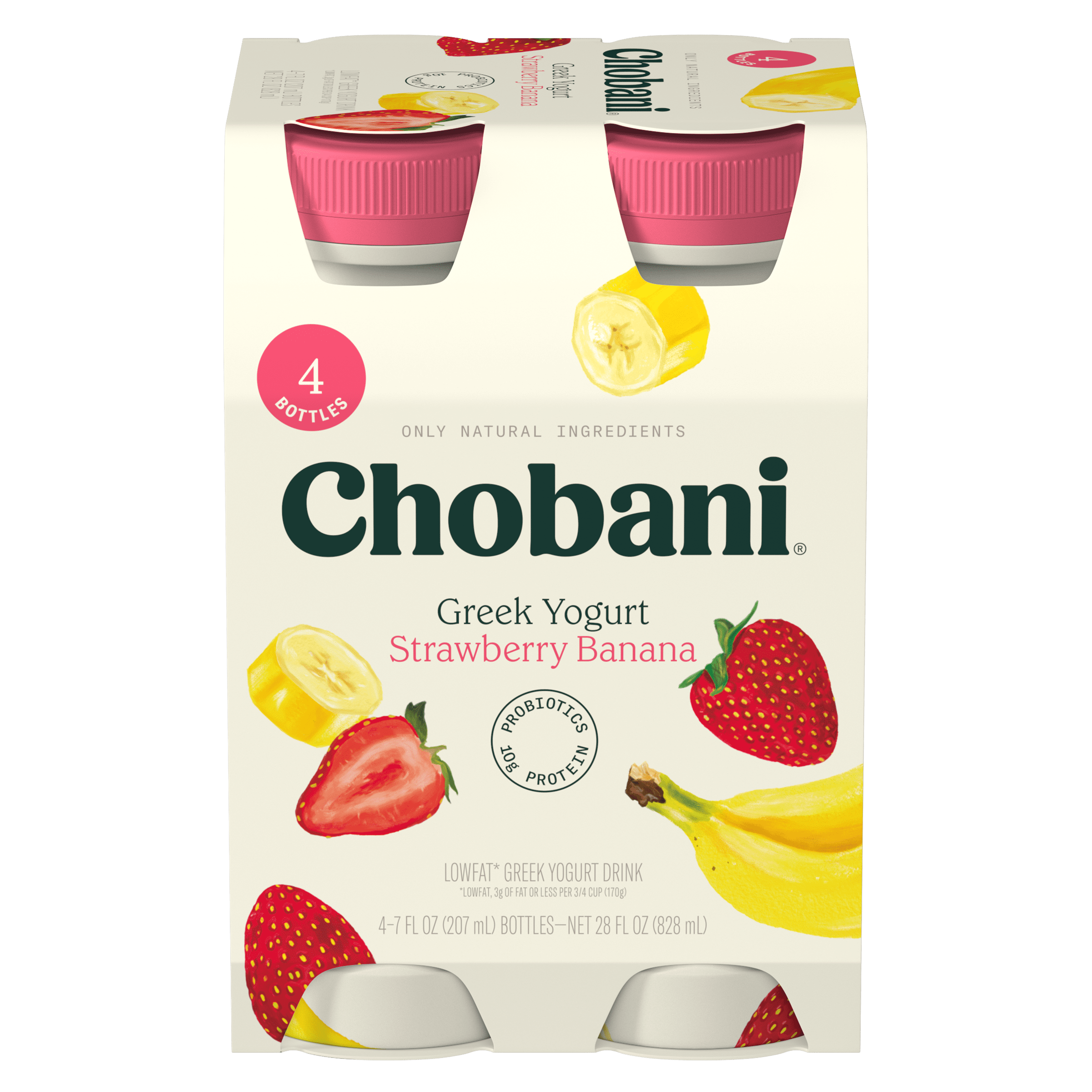 Chobani Low-Fat Greek Yogurt Strawberry Banana 7 fl oz 4 Pack