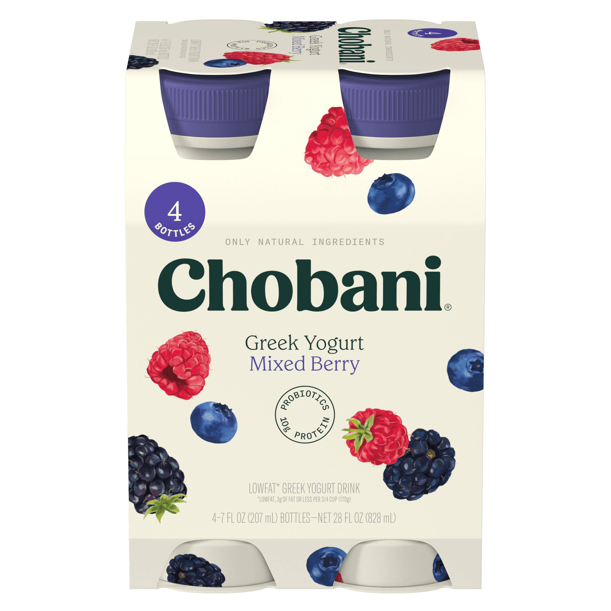 Chobani 10g Protein Mixed Berry Greek Yogurt Drink 7 oz Bottles, 4 pk