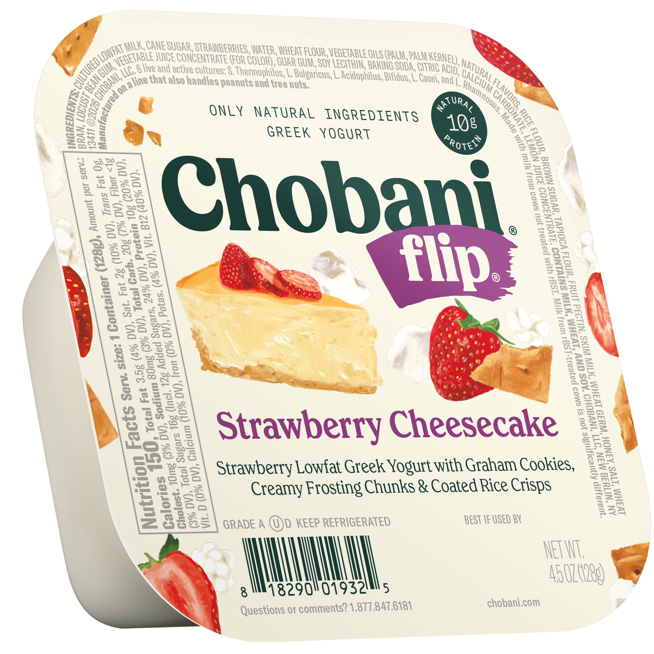 Chobani Flip Low-Fat Greek Yogurt Strawberry Cheesecake 4.5 oz Cup