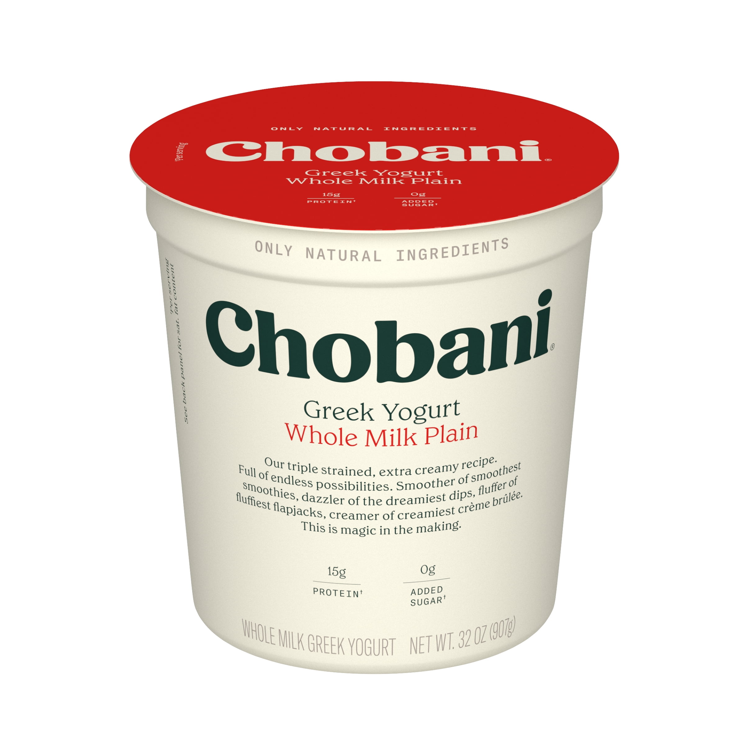 Chobani Whole Milk Greek Yogurt Plain 32 oz Tub