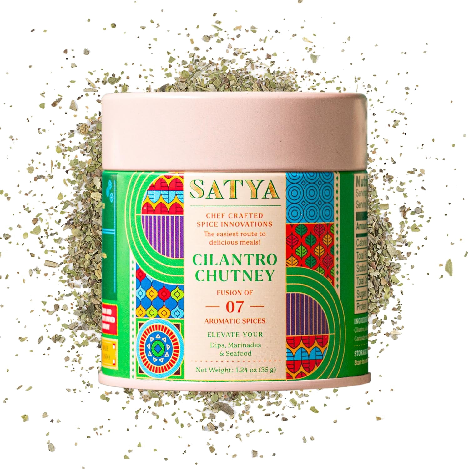 Satya Blends, Cilantro Seasoning 1.24oz, Herby Citrus, Multipurpose for Dips Marinades Seafood Vegetables Sauce