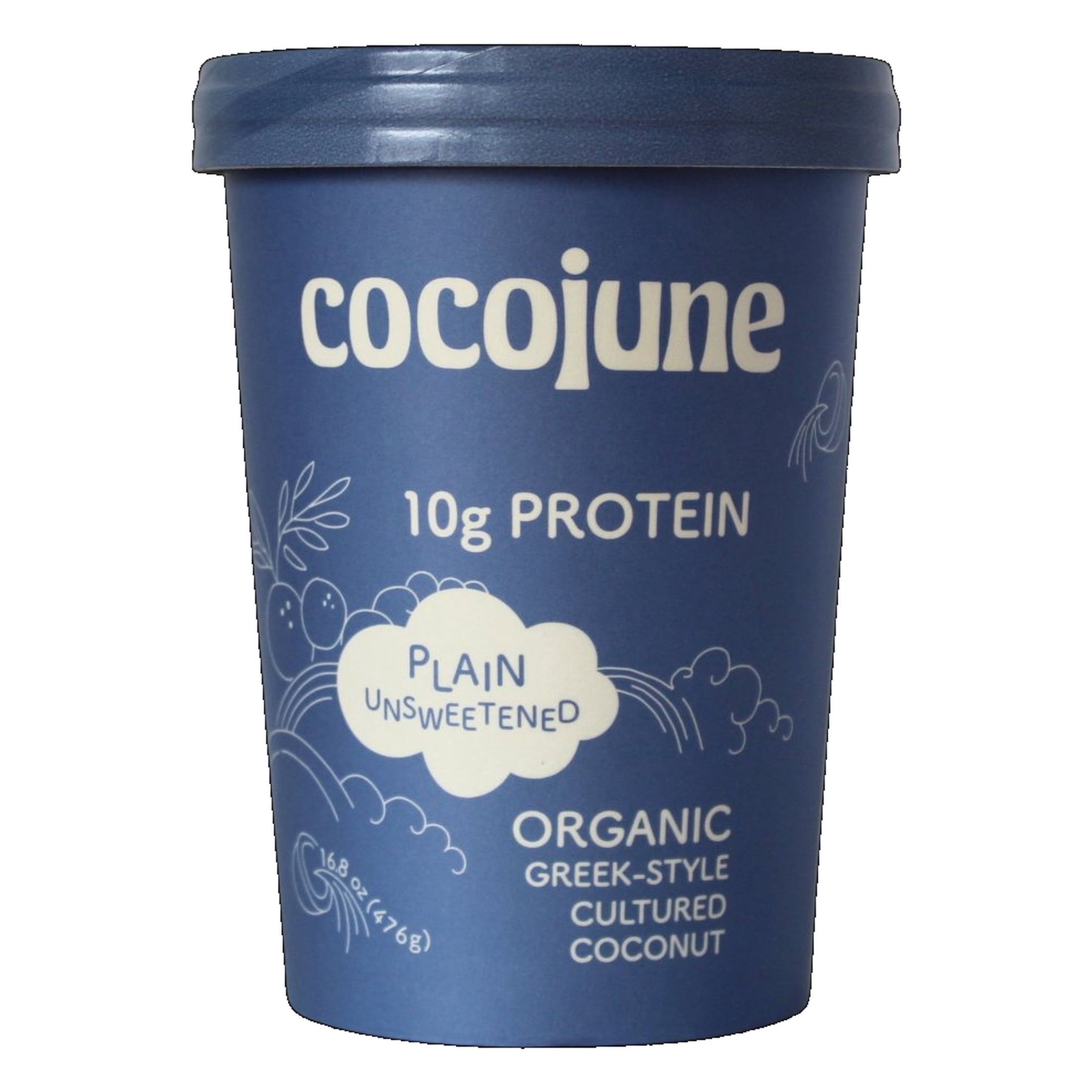 Cocojune - Organic Greek-Style Cultured Coconut Protein Probiotic Blend Gluten Free Dairy Free Yogurt, Plain Unsweetened, 16.8 oz