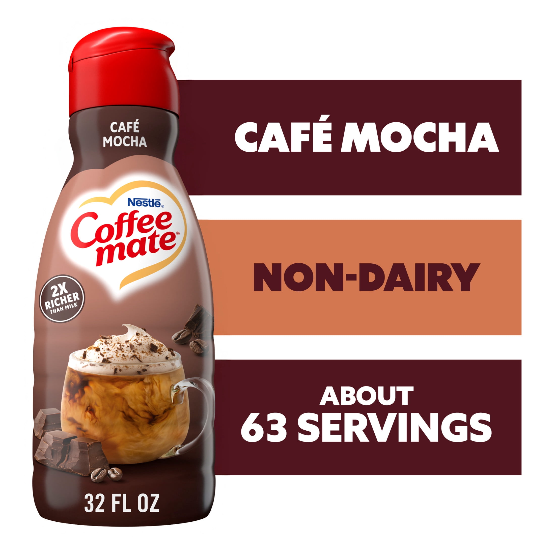 Coffee mate Caf Mocha Flavored Coffee Creamer, Non-Dairy, Gluten-Free, 63 Servings
1 fl oz