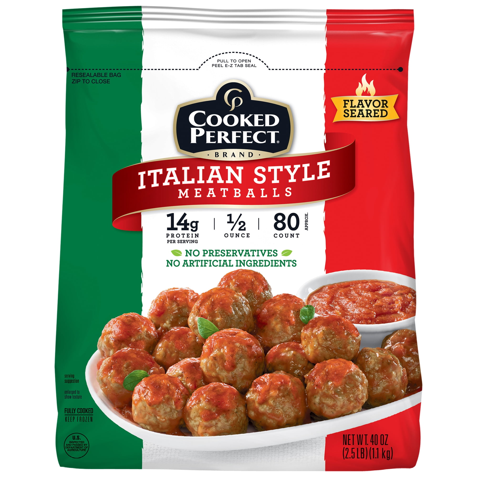 Cooked Perfect Italian Style Bite Size Meatballs 40 oz. Bag