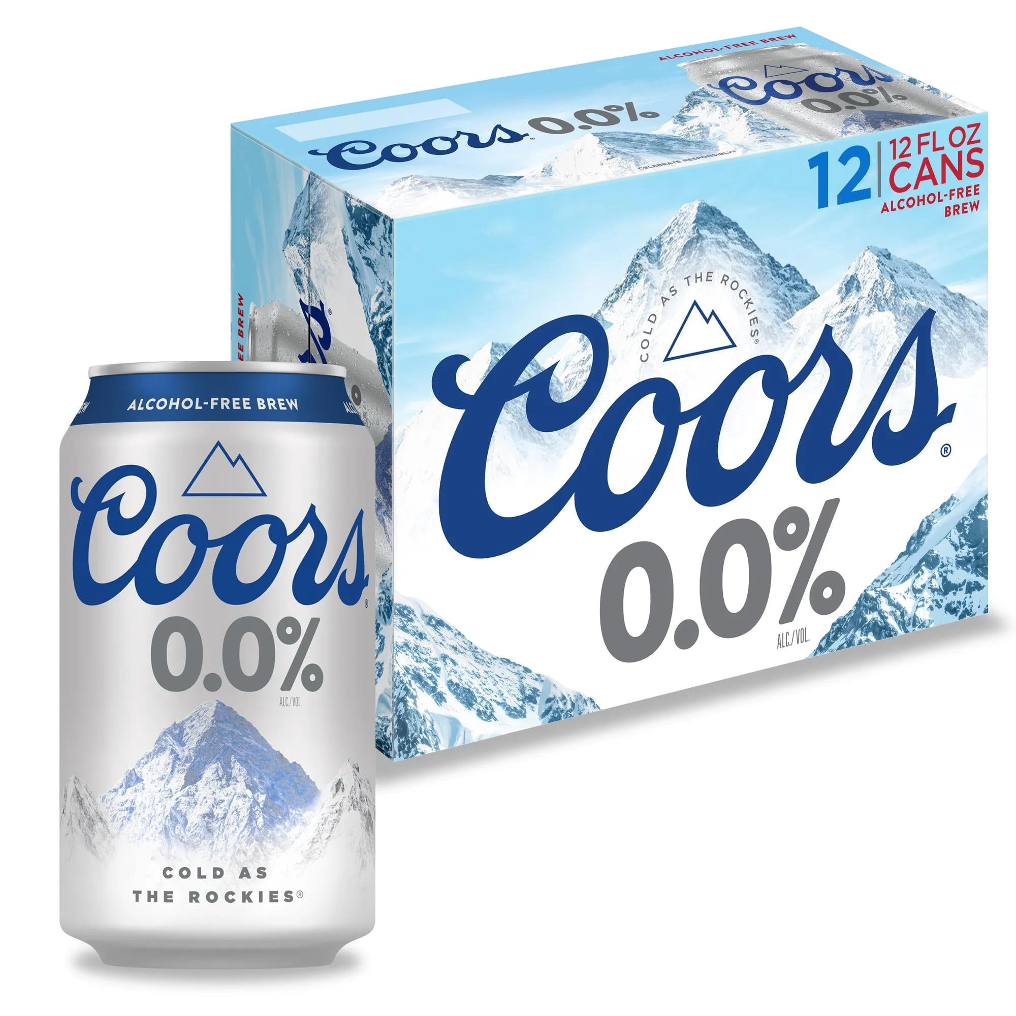 Coors 0.0% Alcohol-Free Beer, Mountain Cold Refreshment, 0% ABV, 12 Pack, 12 fl oz Cans