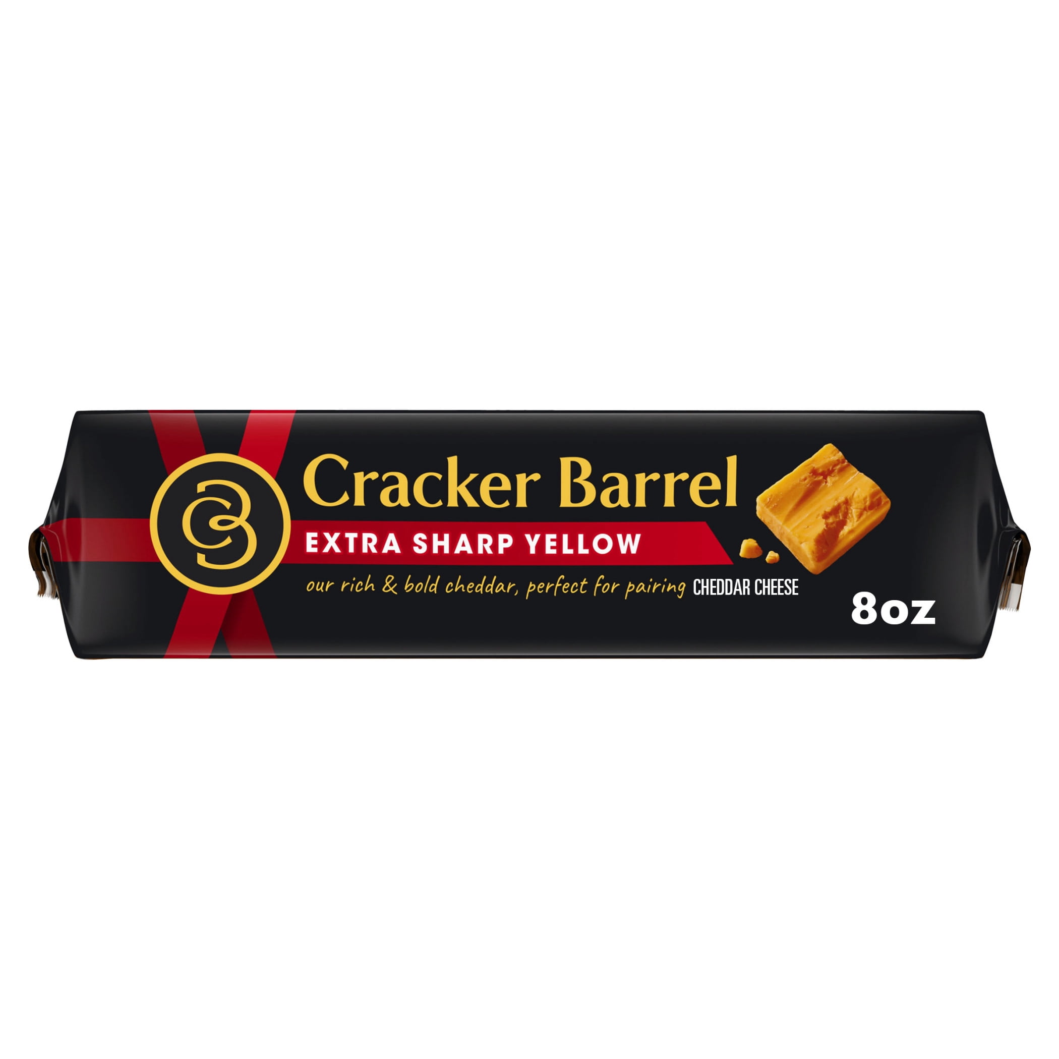 Cracker Barrel Extra Sharp Yellow Cheddar Cheese, 8 oz Block