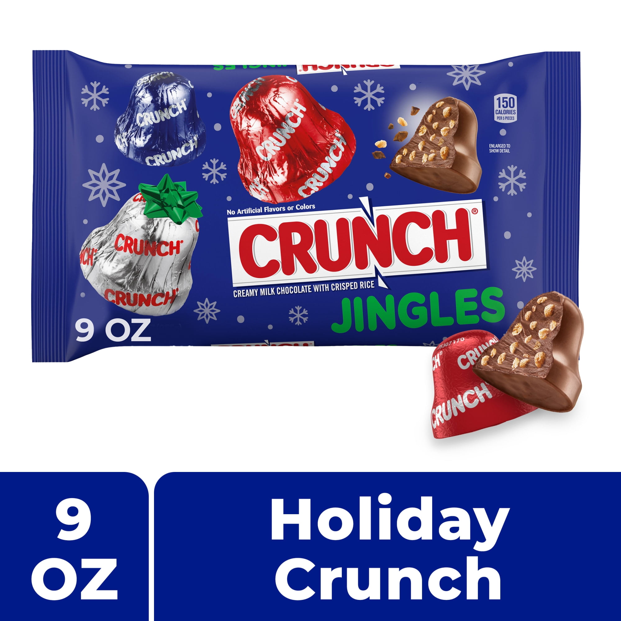 CRUNCH Jingles, Milk Chocolate, Holiday Candy Individually Wrapped, 9 oz