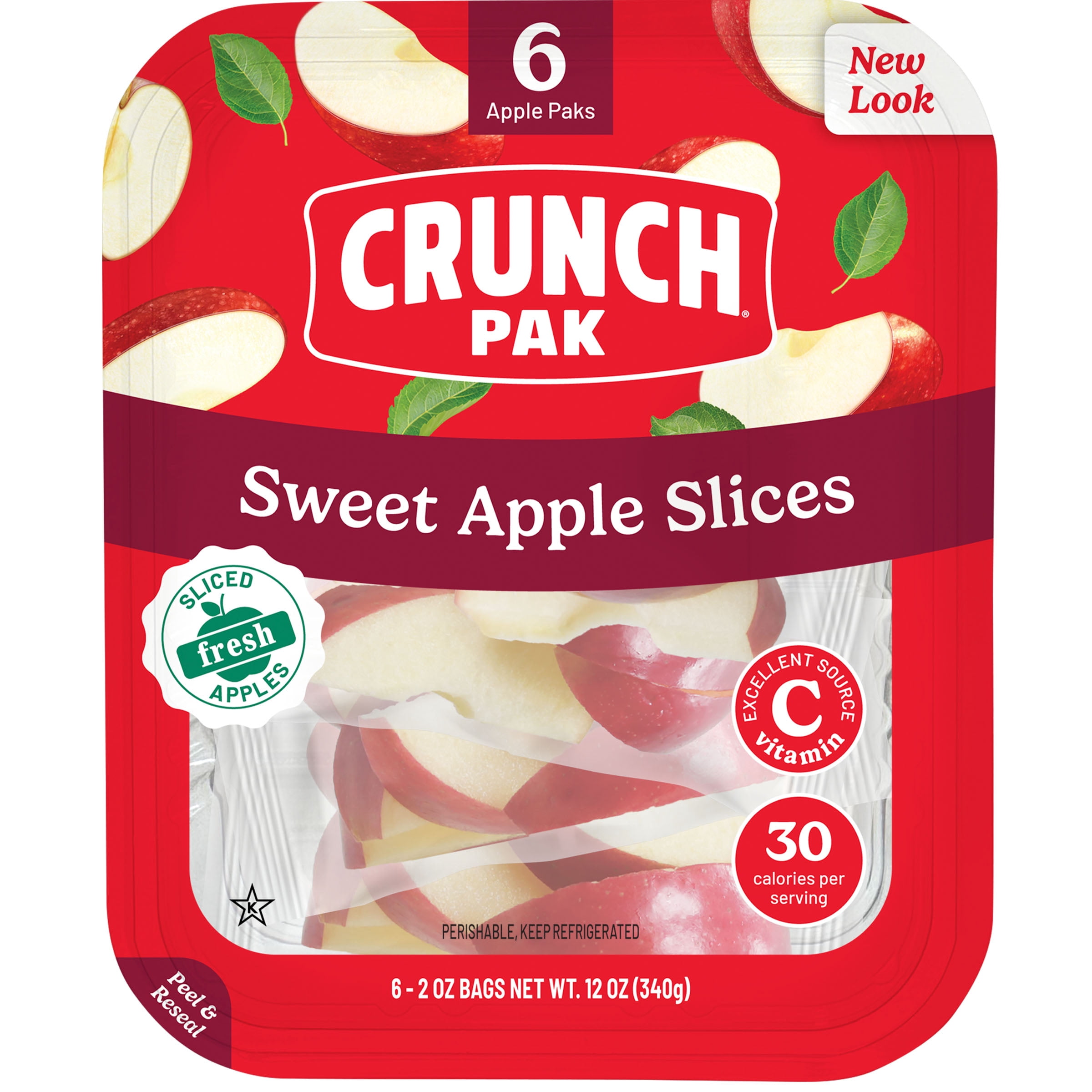 Crunch Pak Grab N Go! Sliced Apples in a Multi-Pack of 2 oz Individually Packaged Bags, 6 Pack