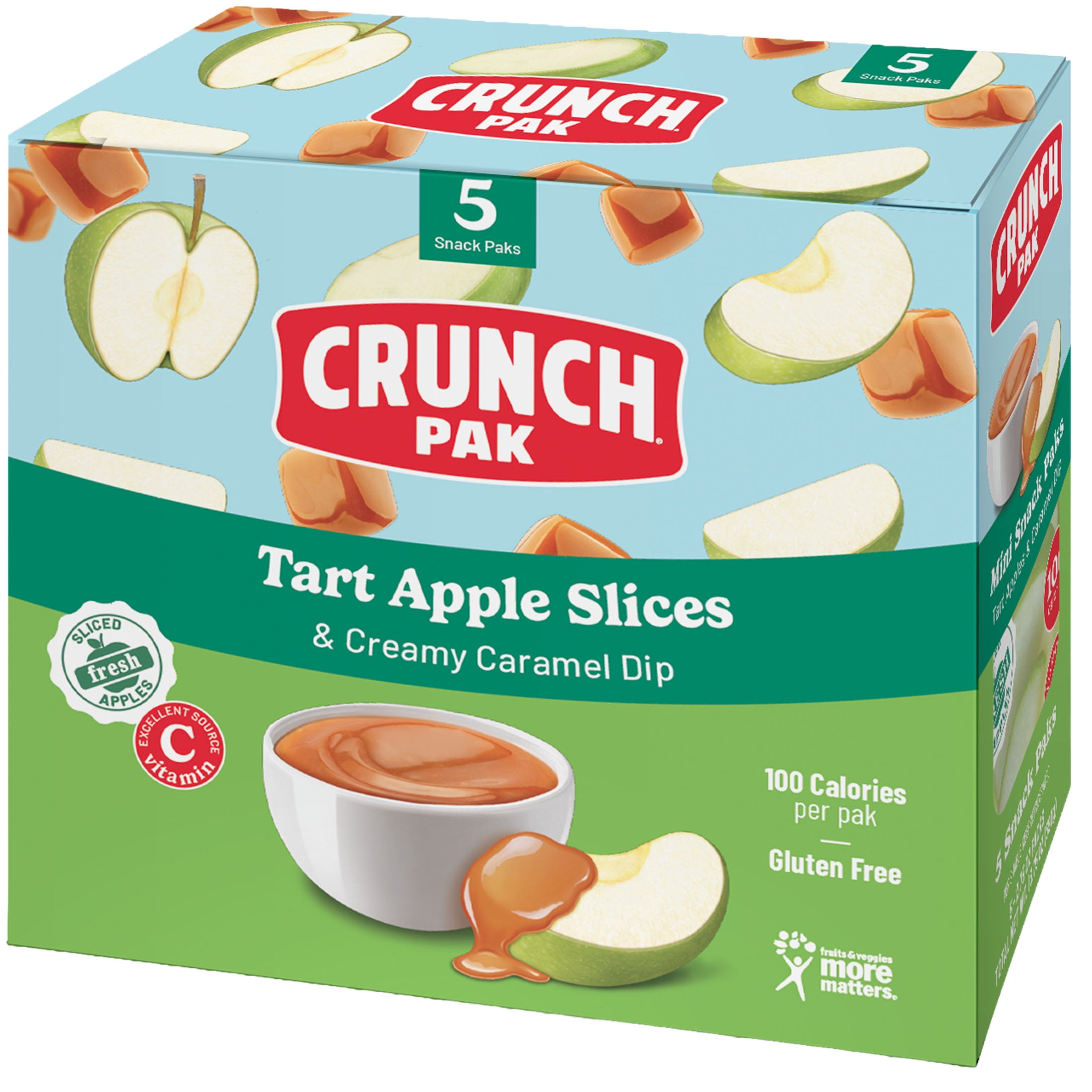 Crunch Pak Snack Dipperz with Fresh Tart Sliced Apples and Caramel in a 5pk