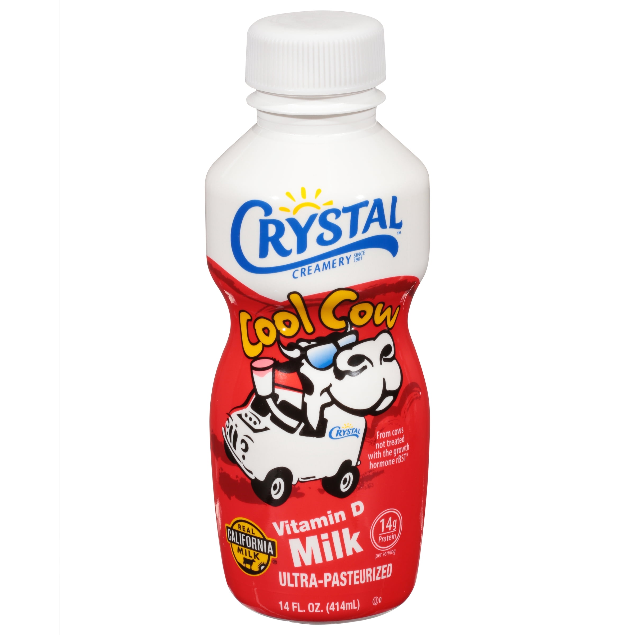 Crystal Creamery Real California Cool Cow Original Vitamin D Whole Milk, 14 fl oz Plastic Bottle